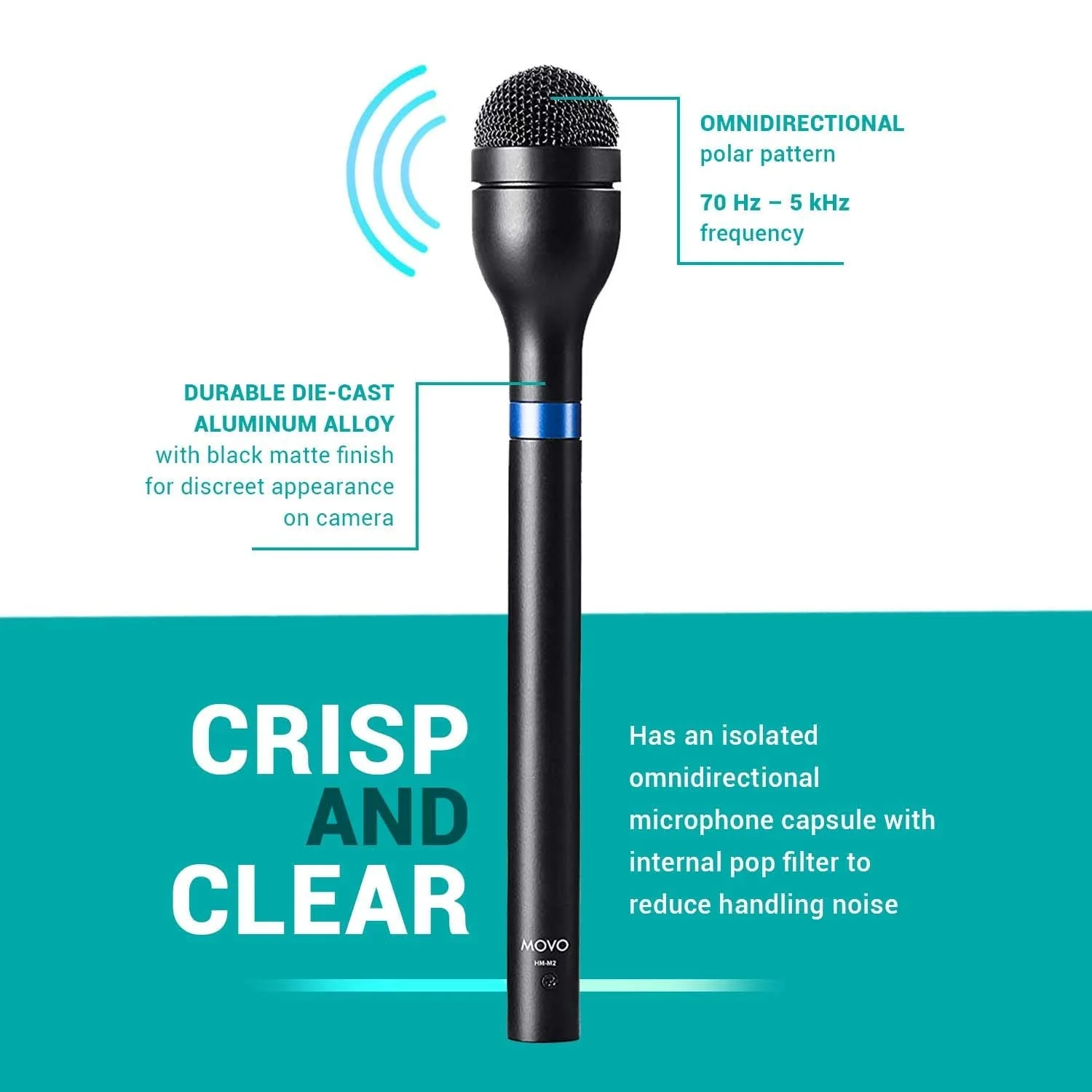 Movo HM-M2 Dynamic Omnidirectional Handheld Interview Microphone with 3-Pin XLR Connector - Image 5