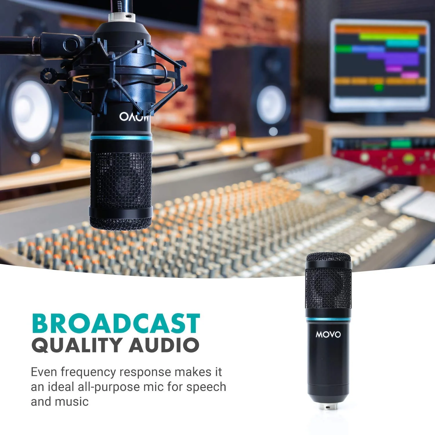 Movo PC-M6 Universal Cardioid Condenser Microphone with XLR and 3.5mm, Shock Mount, and Windscreen - Perfect for Podcasting, Live-Streaming, Gaming, Remote Work - Image 5