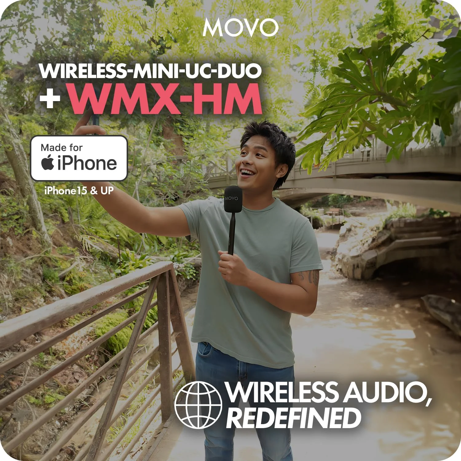 Movo Wireless Mini UC Duo Dual Ultra Compact Wireless Lavalier Microphones for iPhone 15/16/17 with Handheld Adapter - Lapel Mic with Handle Mount for Content Creators, Interviews, Reporting and More USB-C DUO - Image 2