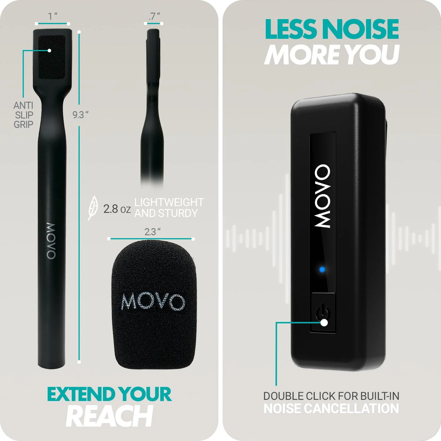 Movo Wireless Mini UC Ultra Compact Wireless Lavalier Microphone for iPhone 15/16/17 and up with WMX-HM Handheld Adapter - Lapel Mic with Handle Mount for Content Creators, Interviews, Reporting USB-C - Image 3