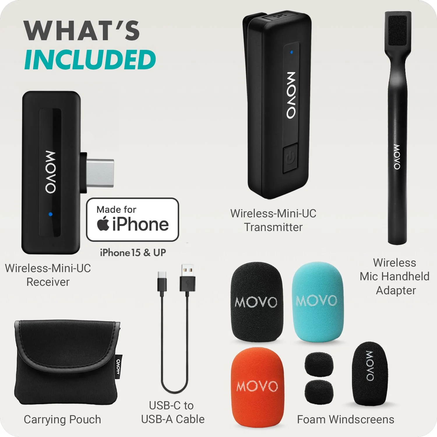 Movo Wireless Mini UC Ultra Compact Wireless Lavalier Microphone for iPhone 15/16/17 and up with WMX-HM Handheld Adapter - Lapel Mic with Handle Mount for Content Creators, Interviews, Reporting USB-C - Image 7