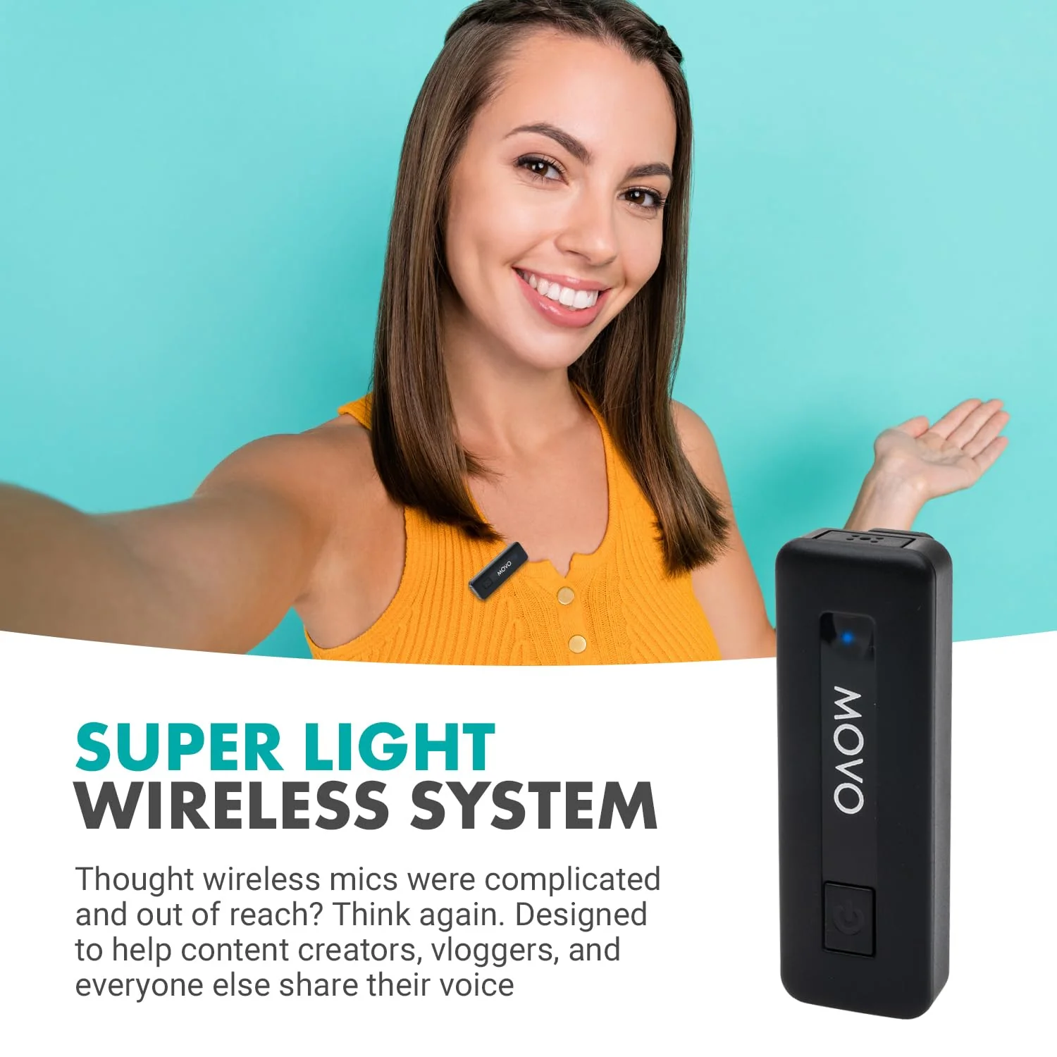 Movo Wireless Mini USB-C Wireless Microphone for iPhone 15/16/17 - Microphone Compatible with Pro Max - 10HR Battery Life, 164ft Range 1 Transmitter - Image 3