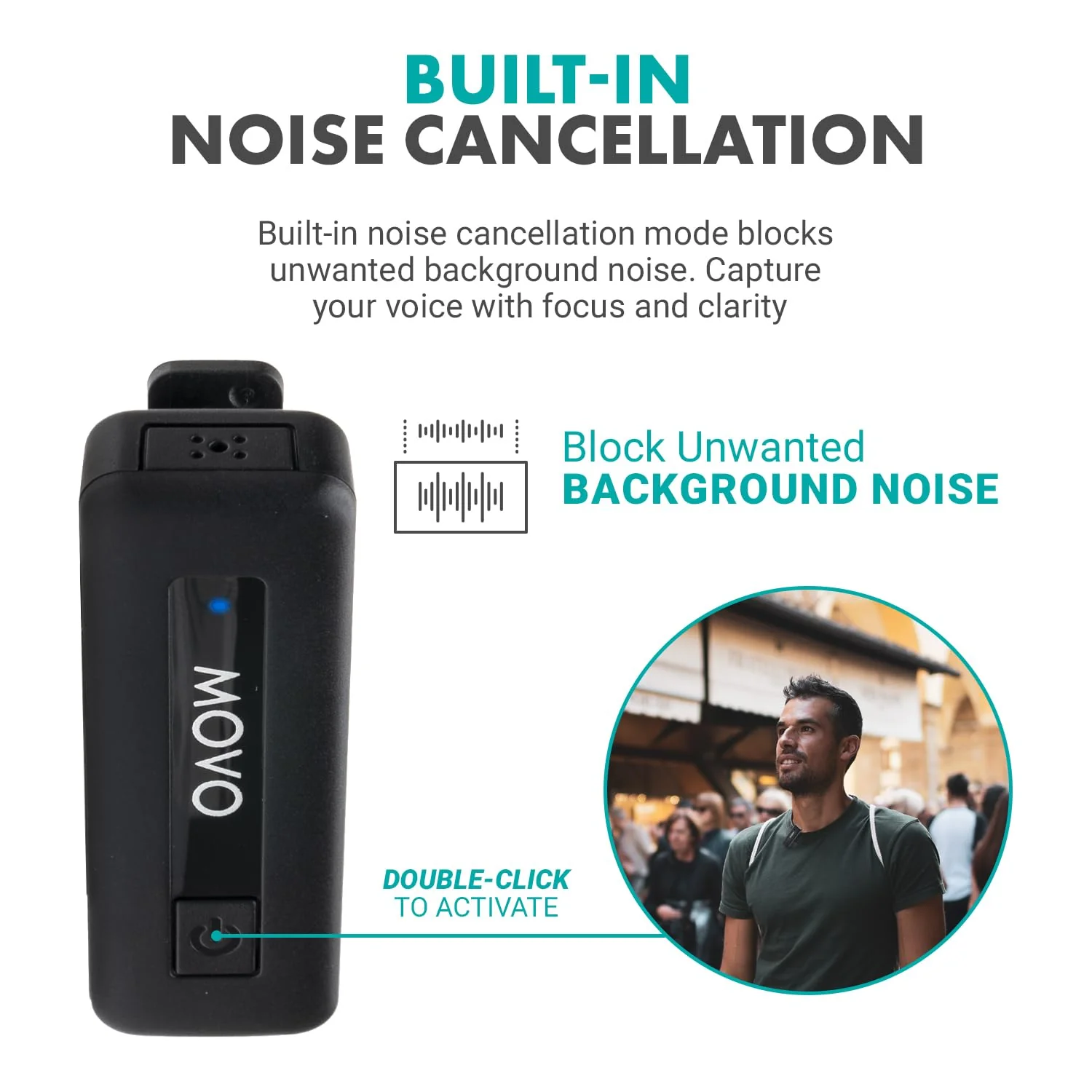 Movo Wireless Mini USB-C Wireless Microphone for iPhone 15/16/17 - Microphone Compatible with Pro Max - 10HR Battery Life, 164ft Range 1 Transmitter - Image 6