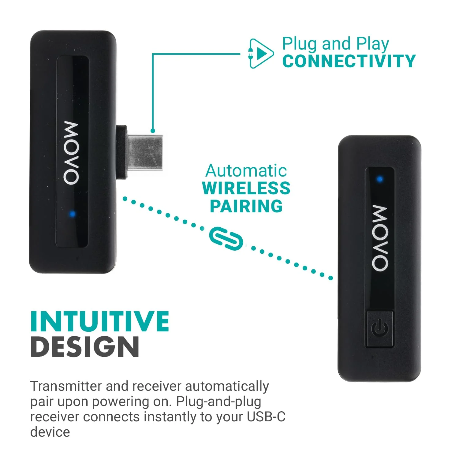 Movo Wireless Mini USB-C Wireless Microphone for iPhone 15/16/17 - Microphone Compatible with Pro Max - 10HR Battery Life, 164ft Range 1 Transmitter - Image 8