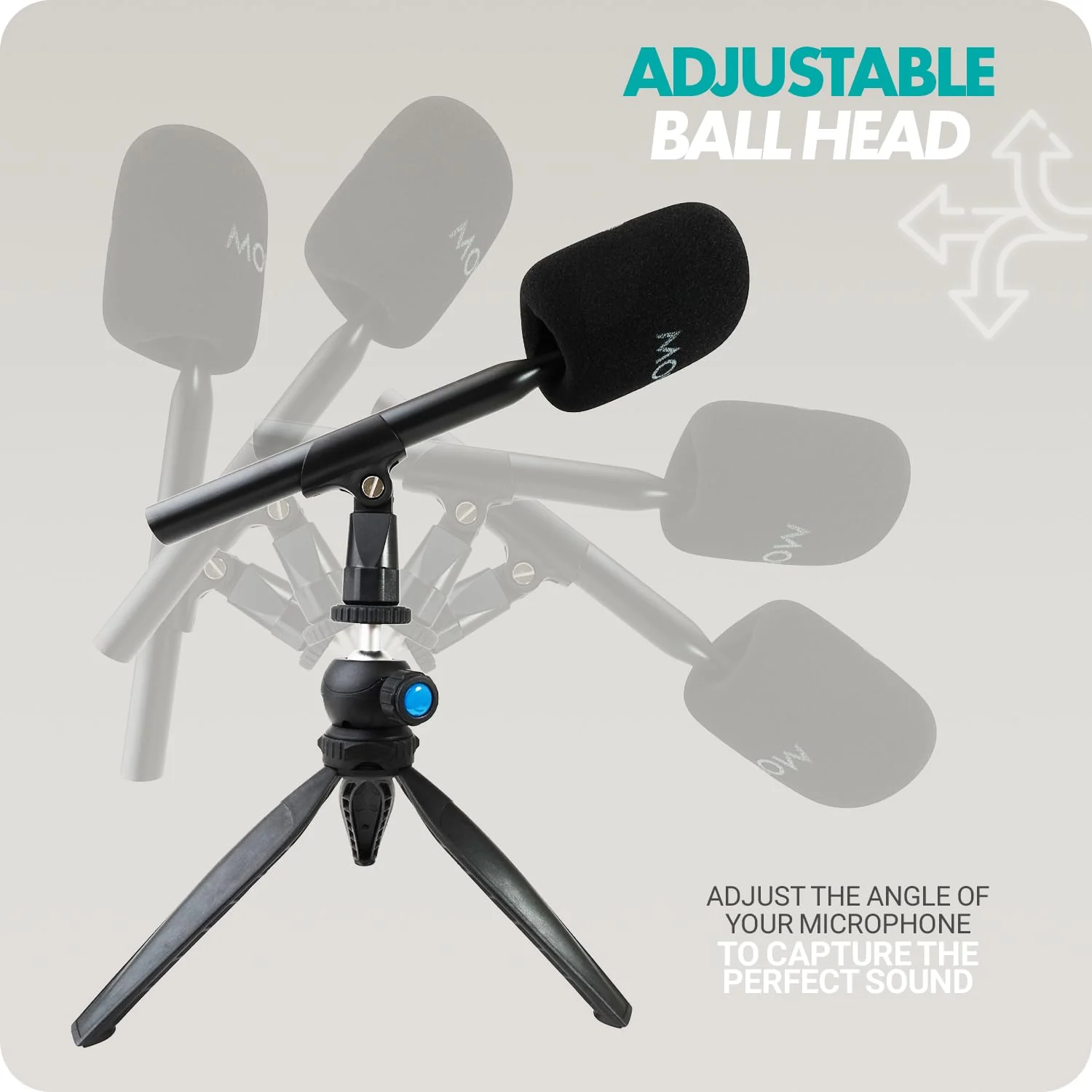 Movo WMX-HM Wireless Interview Microphone Adapter w/Mic Stand - Compatible with DJI Mic, Rode Wireless GO, Hollyland Lark, and More - Great for Podcasting, Interviews, Reporters, and Content Creation - Image 4