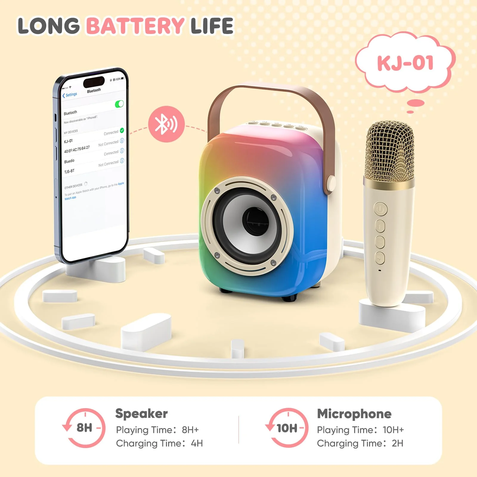 MOYU Mini Karaoke Machine for Kids: Portable Bluetooth Speaker Set with Two Wireless Microphones & Flowing Light Gifts for Girls Boys Toddler Adults Home Party - Image 5