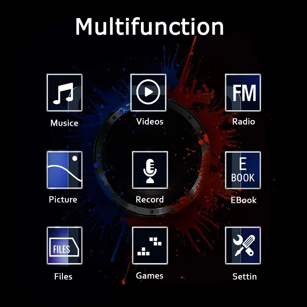 MP3 Player, Music Player with 16GB Micro SD Card, Build-in Speaker/Photo/Video Play/FM Radio/Voice Recorder/E-Book Reader, Supports up to 128GB (Dark Blue) Dark blue - Image 2