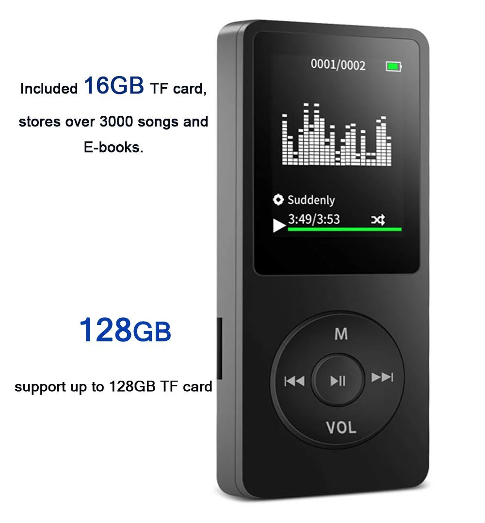 MP3 Player, Music Player with 16GB Micro SD Card, Build-in Speaker/Photo/Video Play/FM Radio/Voice Recorder/E-Book Reader, Supports up to 128GB (Dark Blue) Dark blue - Image 4