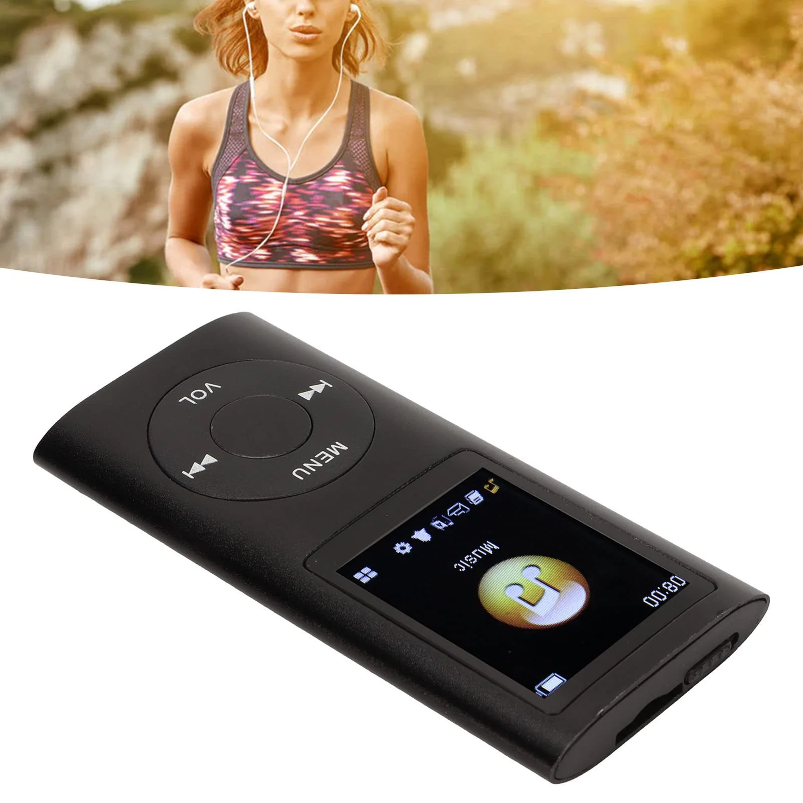 MP3 Player Stylish Multifunctional Lossless Sound Slim 1.8 Inch LCD Screen Portable MP3 Music Player (Black) - Image 2