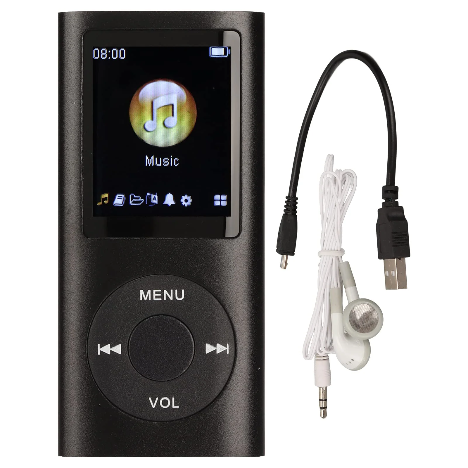 MP3 Player Stylish Multifunctional Lossless Sound Slim 1.8 Inch LCD Screen Portable MP3 Music Player (Black) - Image 6