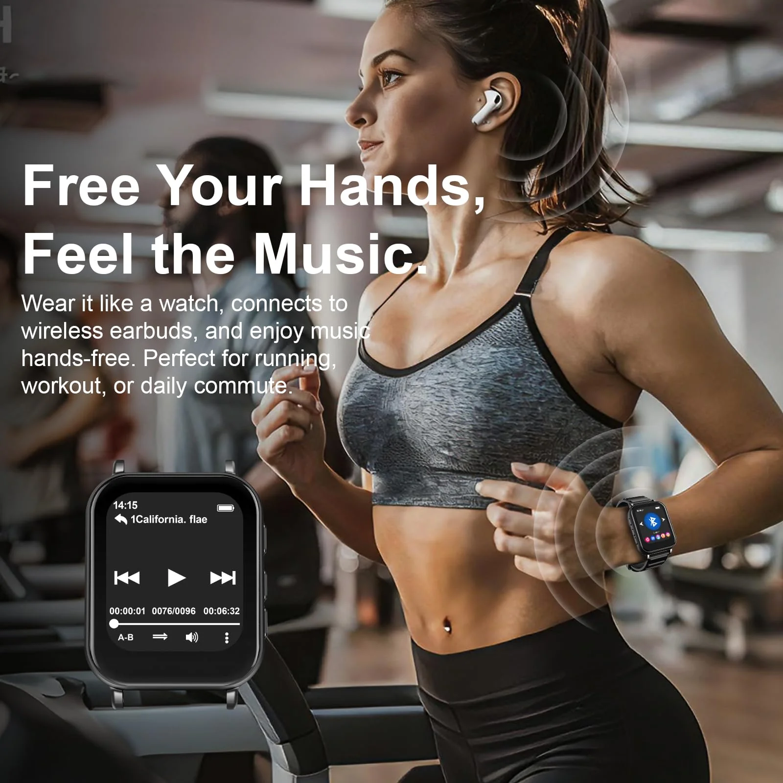 MP3 Player with Bluetooth 5.0,32GB Touchscreen Music Player with Detachable Strap,Built-in Speaker,Wired Earphones,1.69'' IPS Display,Portable Sport MP3 Player for Running,Gym,Kids & Adults - Image 2