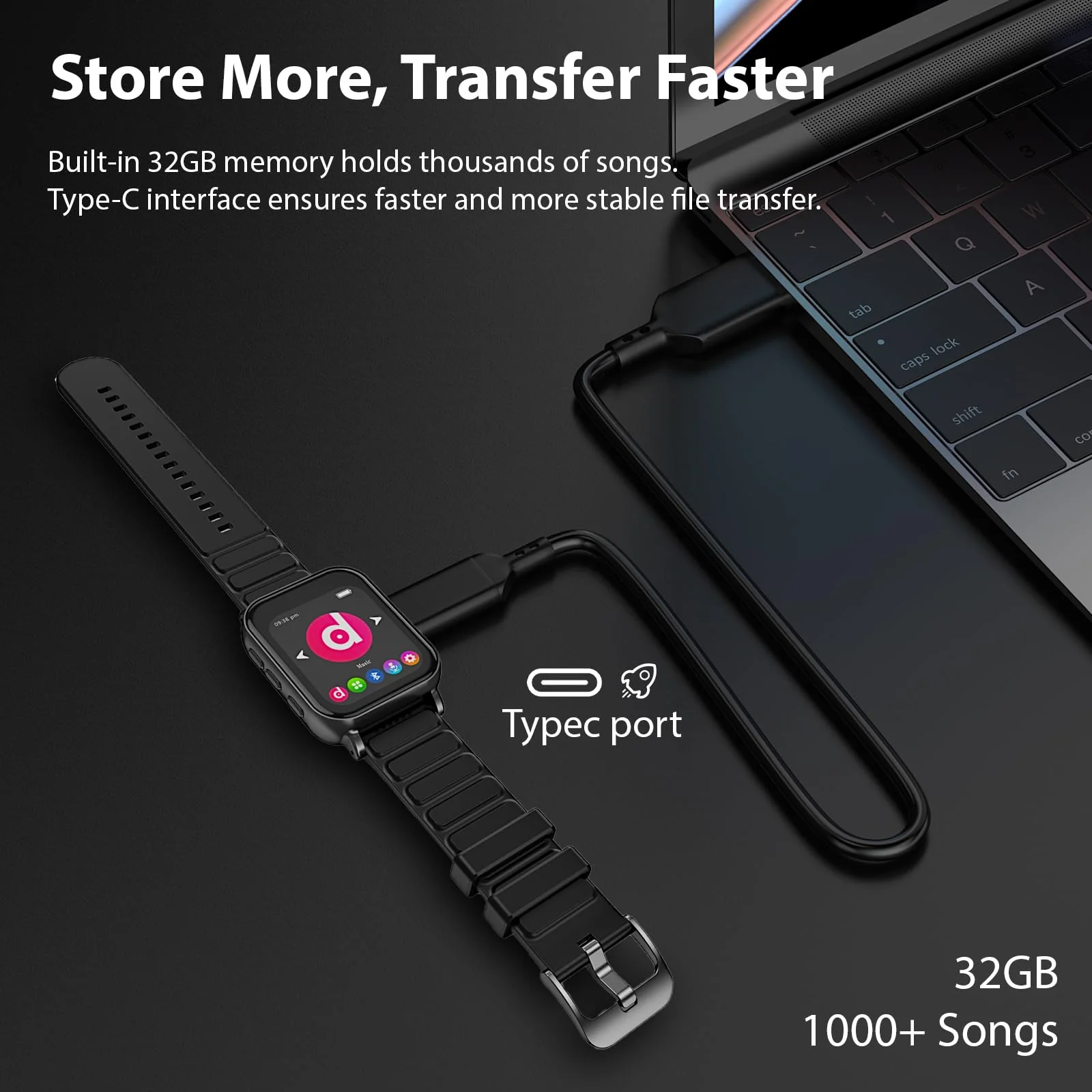 MP3 Player with Bluetooth 5.0,32GB Touchscreen Music Player with Detachable Strap,Built-in Speaker,Wired Earphones,1.69'' IPS Display,Portable Sport MP3 Player for Running,Gym,Kids & Adults - Image 3