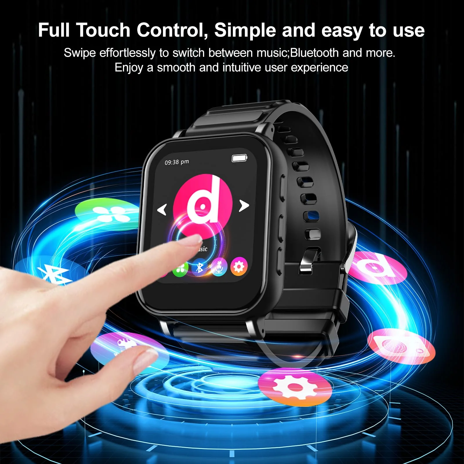MP3 Player with Bluetooth 5.0,32GB Touchscreen Music Player with Detachable Strap,Built-in Speaker,Wired Earphones,1.69'' IPS Display,Portable Sport MP3 Player for Running,Gym,Kids & Adults - Image 4