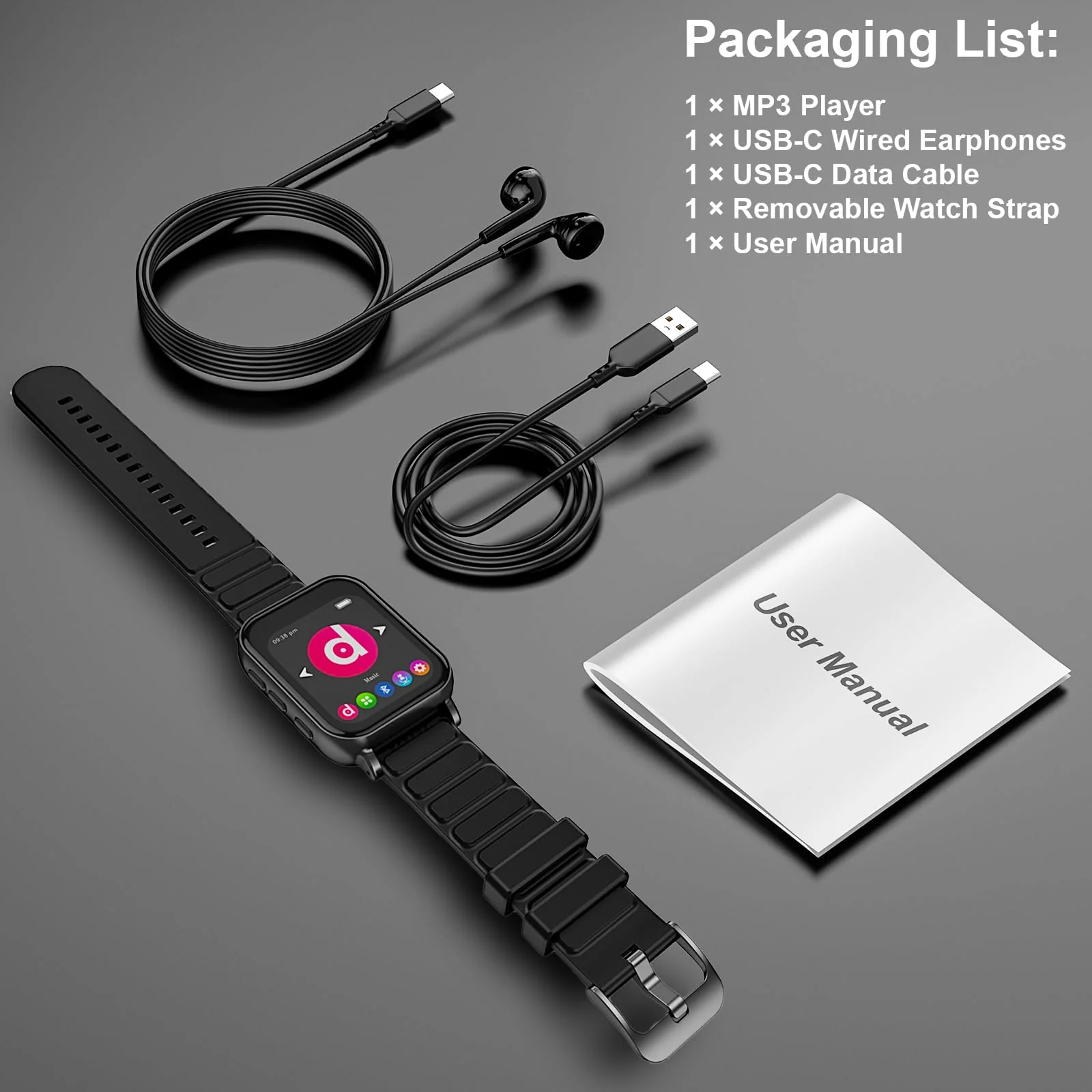 MP3 Player with Bluetooth 5.0,32GB Touchscreen Music Player with Detachable Strap,Built-in Speaker,Wired Earphones,1.69'' IPS Display,Portable Sport MP3 Player for Running,Gym,Kids & Adults - Image 7