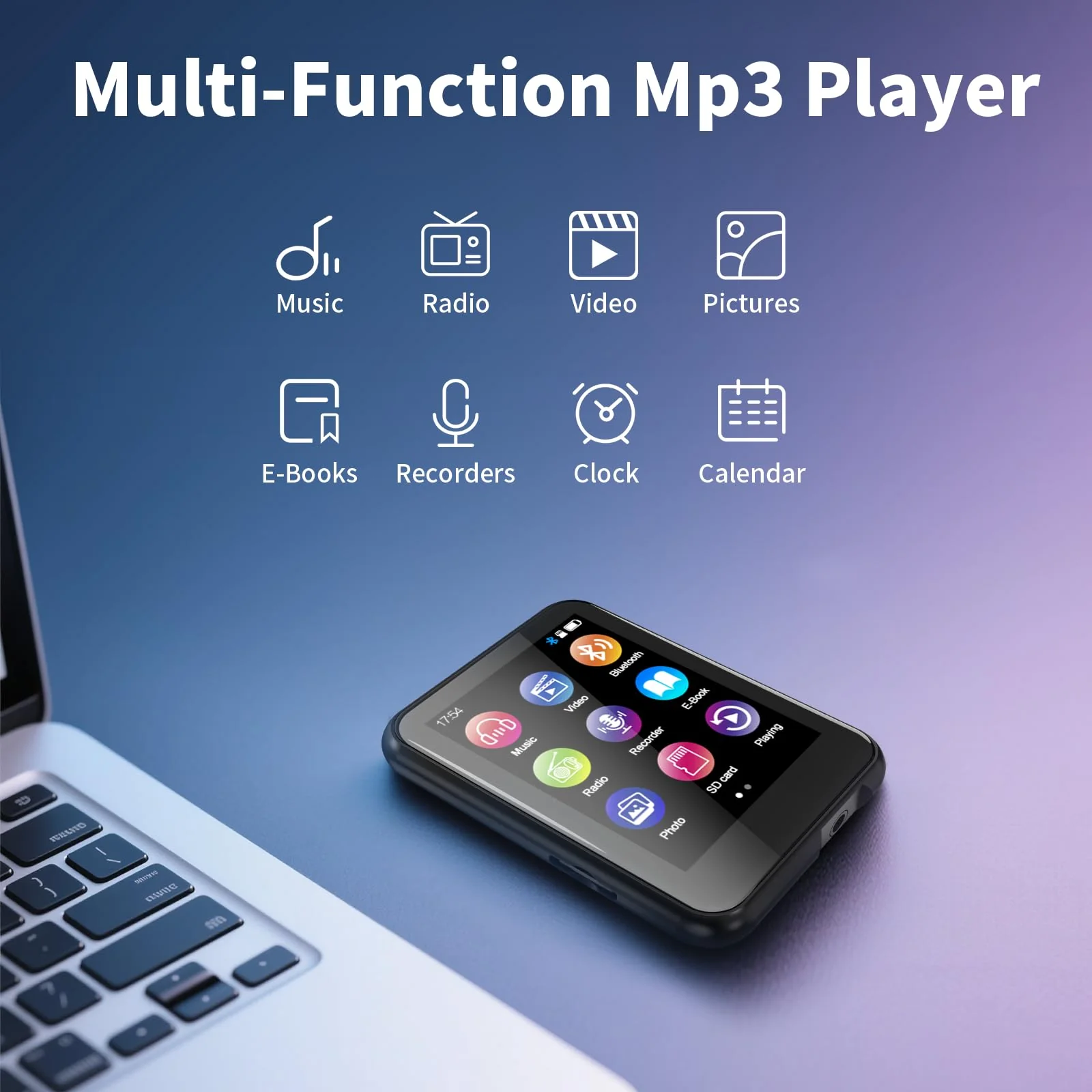 MP3 Player with Bluetooth 5.3, 16GB 2.4-Inch Full Touchscreen Music Player for Kids, FM Radio, Voice Recorder, Hi-Fi Sound, E-Book, Earphones Included Black - Image 5