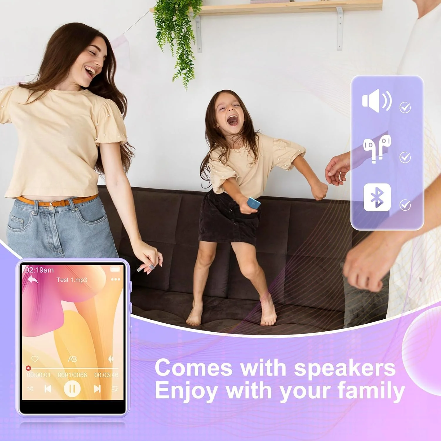 MP3 Player with Bluetooth 5.3, 2.4" Portable HiFi Music Player with FM Radio/HD Speaker/E-Book/Photo/Video/Alarm Clock, Digital Music Player Earphones Included 64GB-Purple - Image 6