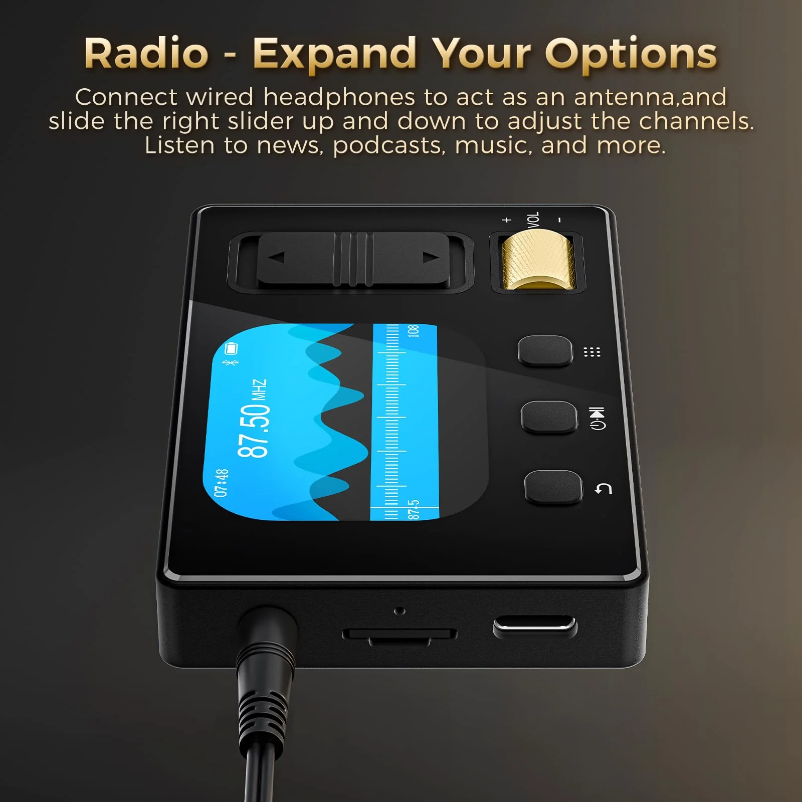MP3 Player with Bluetooth 5.3, Diofox MP3 & MP4 Player, Portable Hi-Fi Lossless Music Player with Built-in Speakers, FM Radio, and Voice Recording, Comes with Headphones Black - Image 9