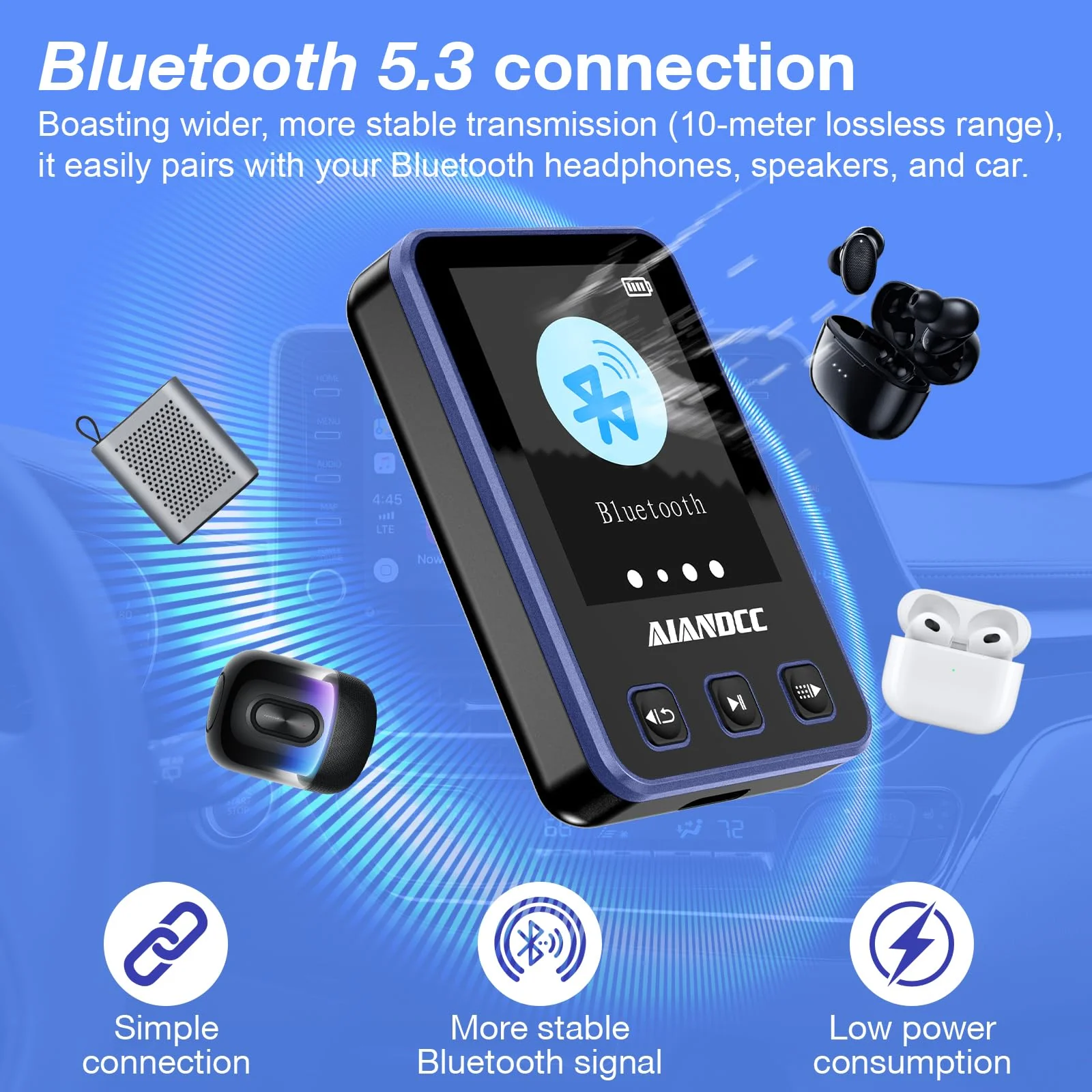Mp3 Player with Bluetooth 5.3, HiFi Music Player with Sports Clip and Armband, 1.77-inch TFT Color Screen, 32GB mp3 Player for Kids Adults, Earphones Included, TF Card can be Inserted Purple - Image 3