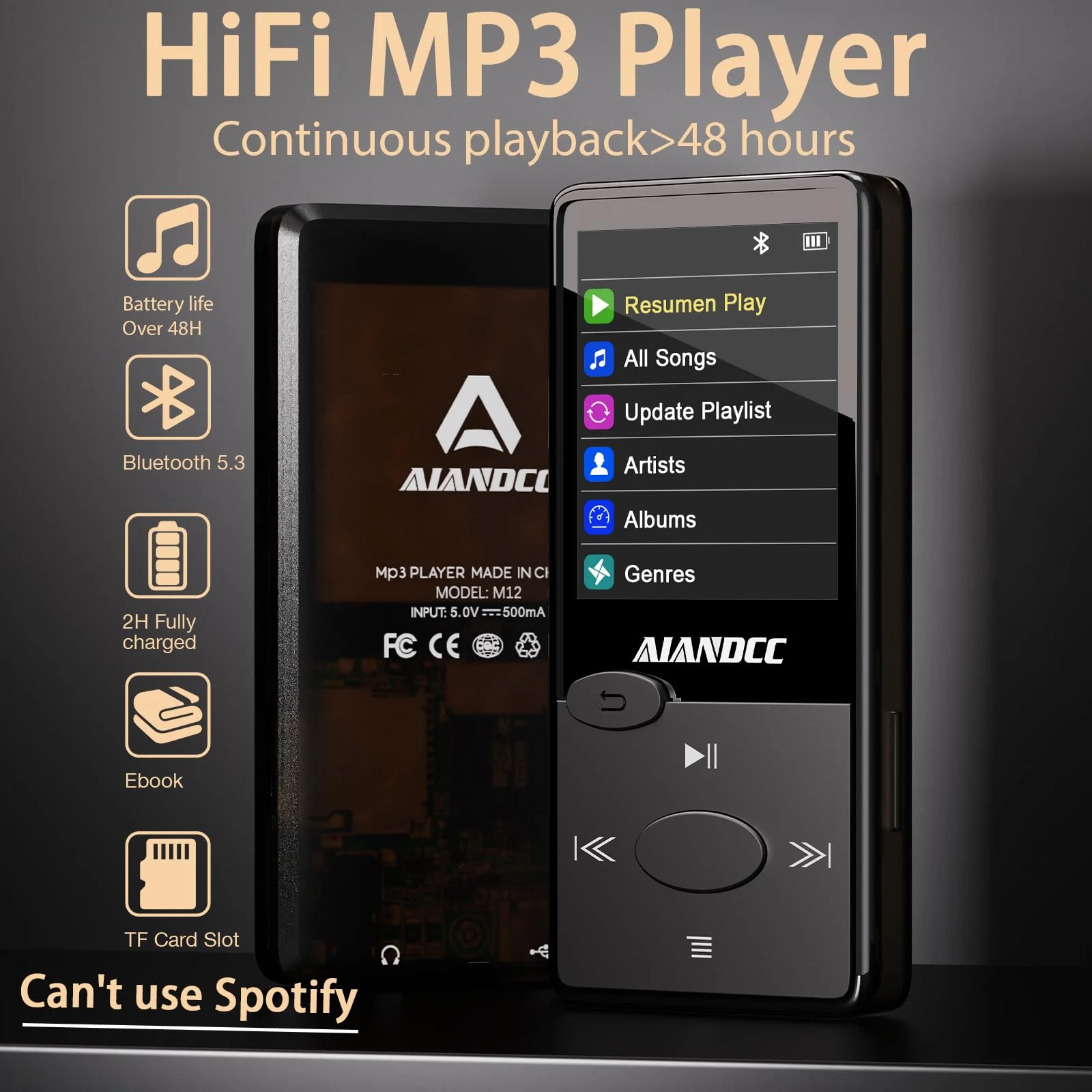 Mp3 Player with Bluetooth 5.3 HiFi Sound, Mp3 Player with FM Radio, Mini Music Player 32G for Kids Adults, Earphones Included, TF Card can be Inserted - Image 3