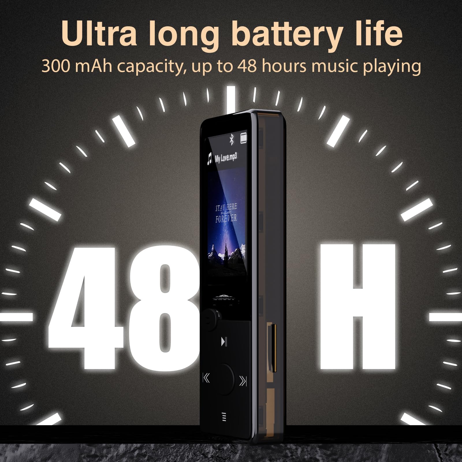 Mp3 Player with Bluetooth 5.3 HiFi Sound, Mp3 Player with FM Radio, Mini Music Player 32G for Kids Adults, Earphones Included, TF Card can be Inserted - Image 4