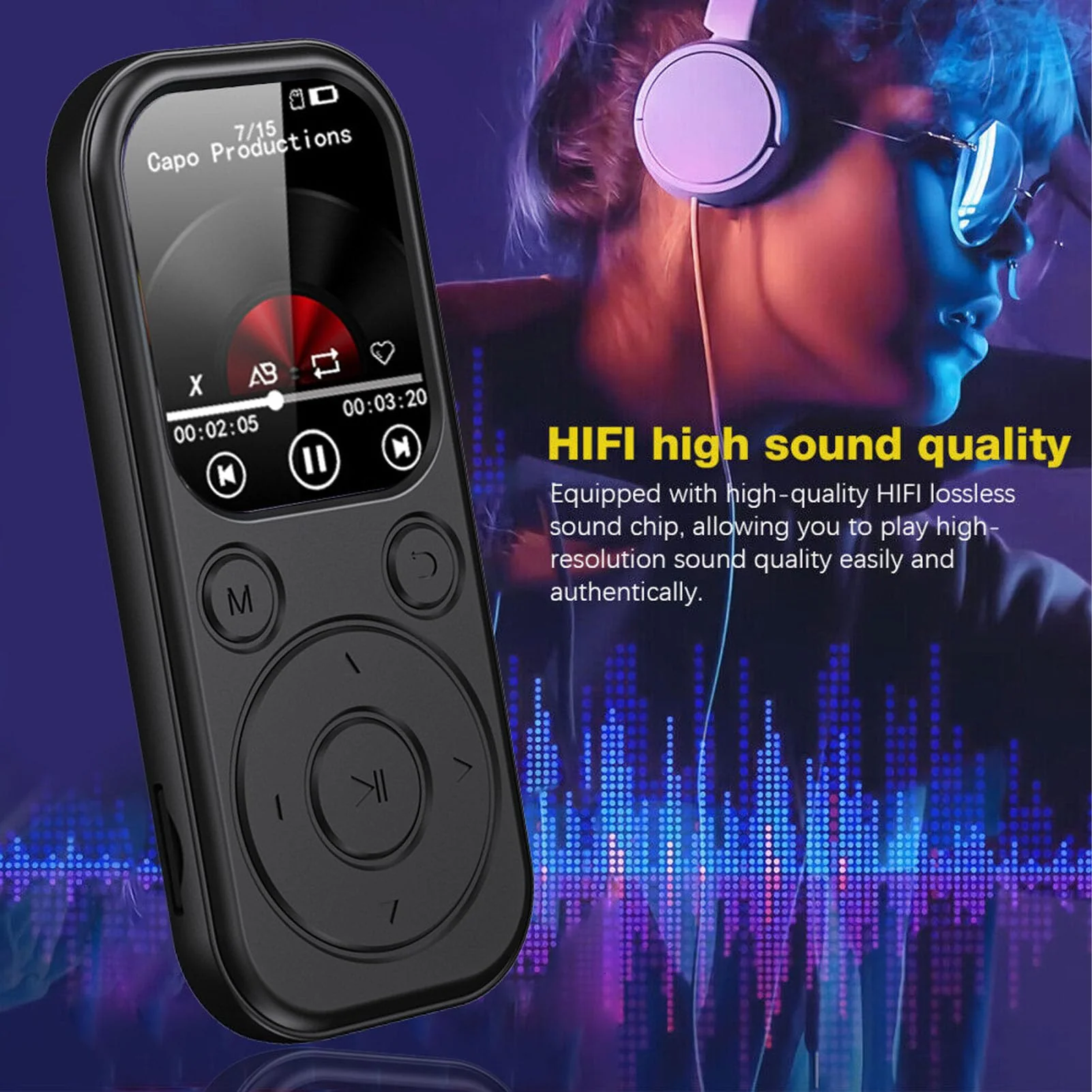 MP3 Player with Bluetooth 5.4, HiFi Sound Quality Portable Music Player with 2.01 Inch Screen, Rechargeable Digital Music Battery Powered, Support up to 128GB (Without Small Without Small Memory Card - Image 3