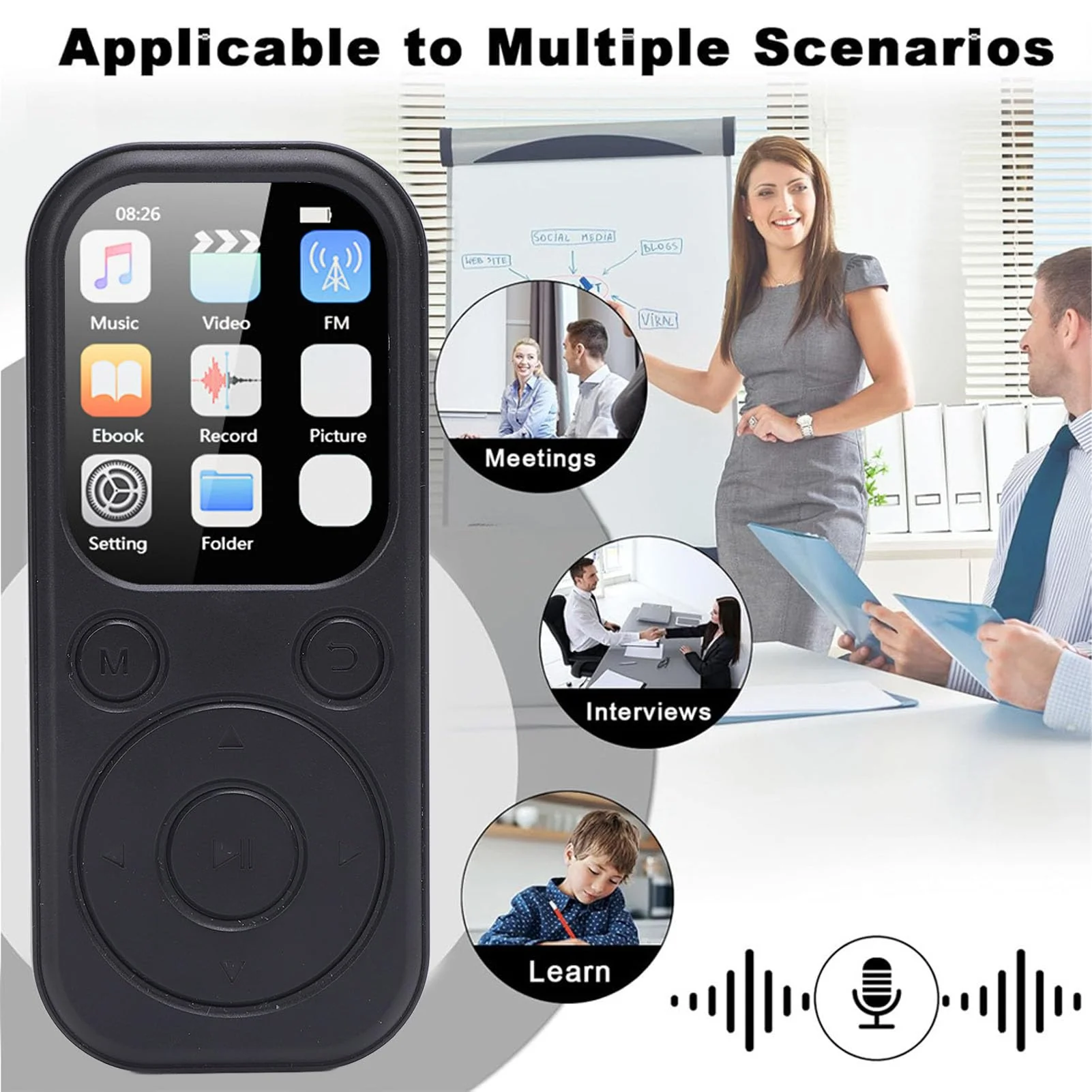 MP3 Player with Bluetooth 5.4, HiFi Sound Quality Portable Music Player with 2.01 Inch Screen, Rechargeable Digital Music Battery Powered, Support up to 128GB (Without Small Without Small Memory Card - Image 4
