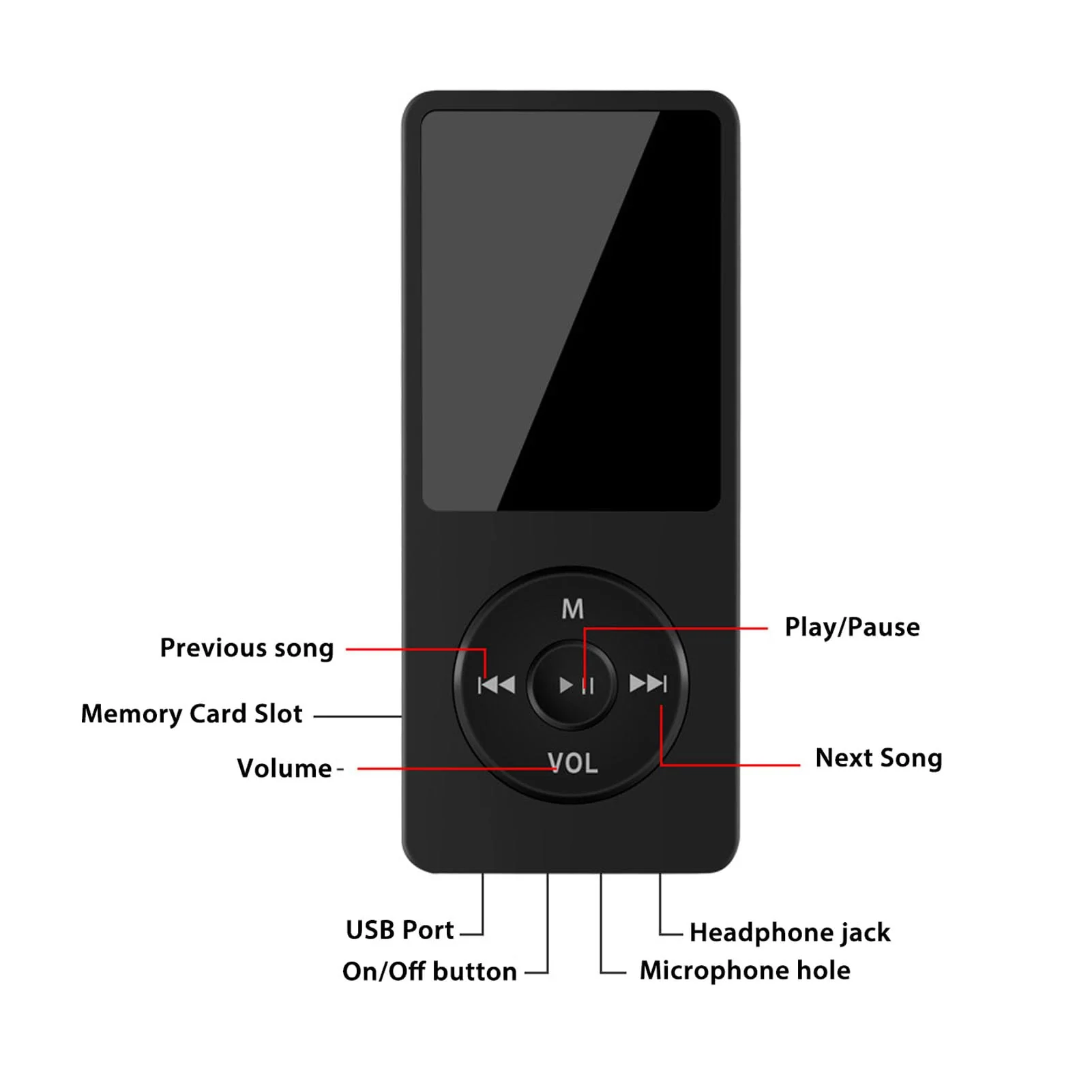 MP3 Player with Bluetooth, HiFi Sound Portable Music Player with Earphones, Music Device Mp4 MP3 Player for Kids - Image 8