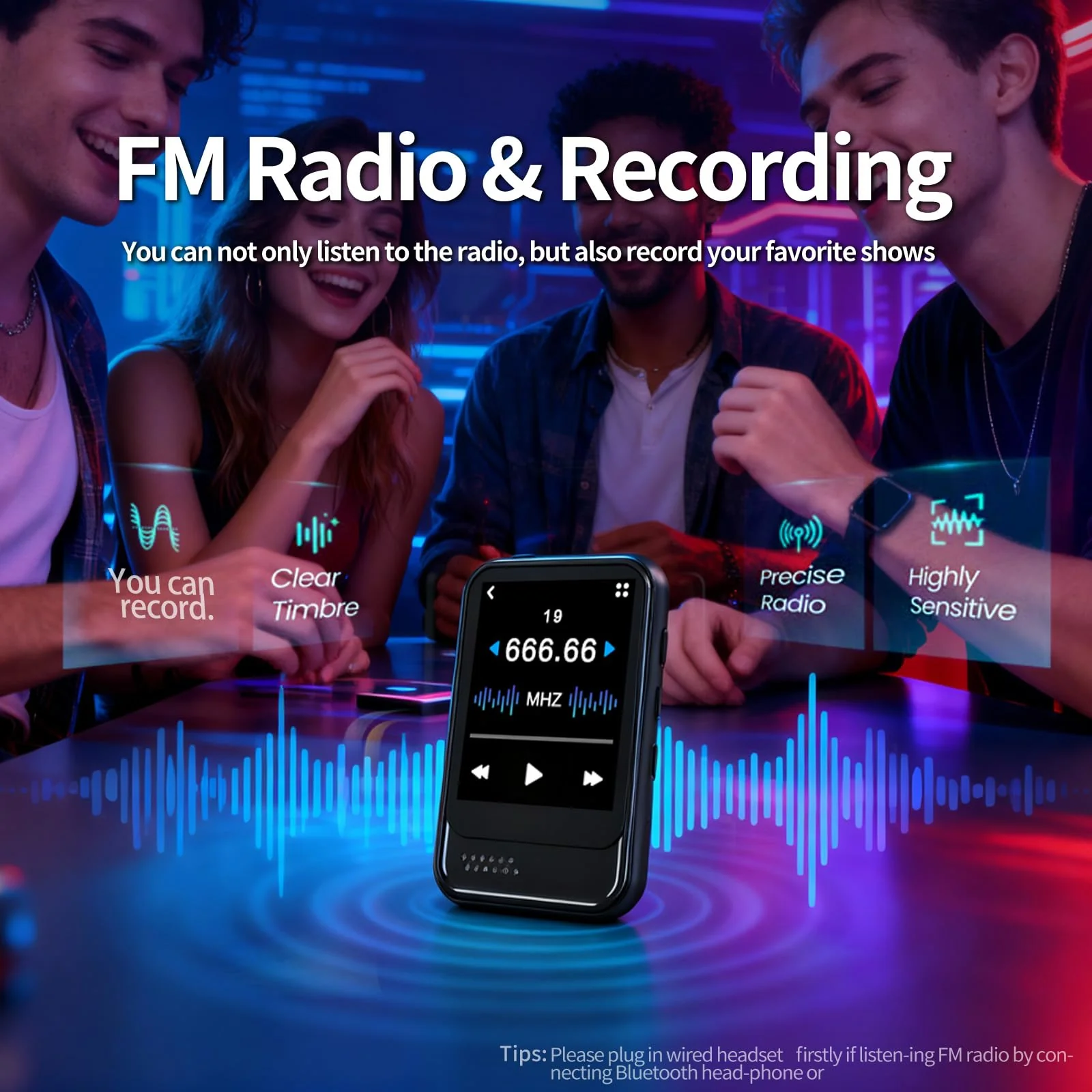 MP3 Player with Bluetooth,Mini MP3 Player with Speaker,Built-in Micro SD Card Slot,Portable Music Player with FM Radio,Video,Voice Recorder,Earphones, for Kids,Sports and Gifts,Max 512GB Expand 16GB - Image 3