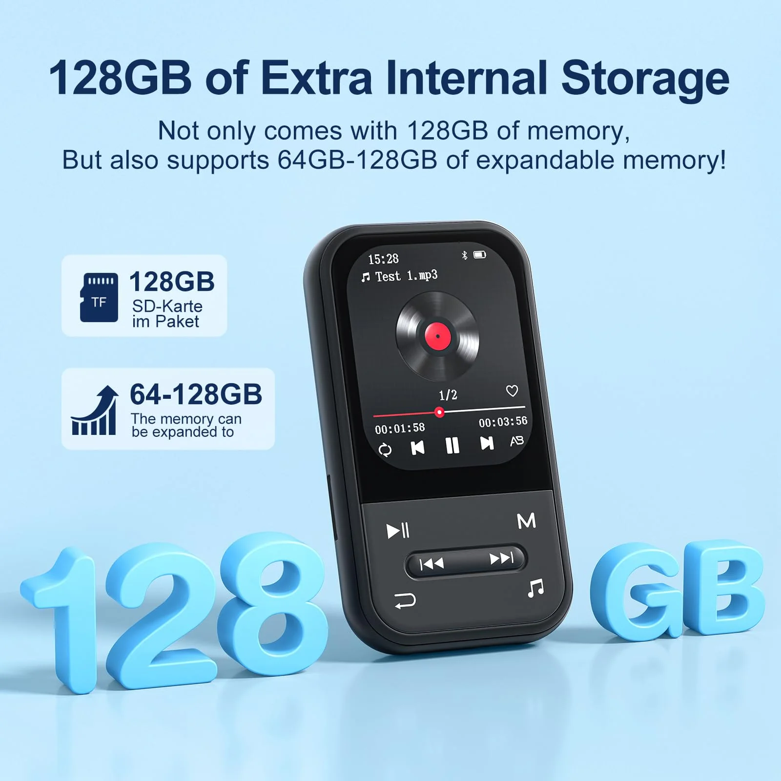 MP3 Player with Clip, Bluetooth 5.3 Music Player, HiFi Sound Digital Music, FM Radio, Voice Recorder, Portable MP3 Music Player with Earphones clip-black - Image 4