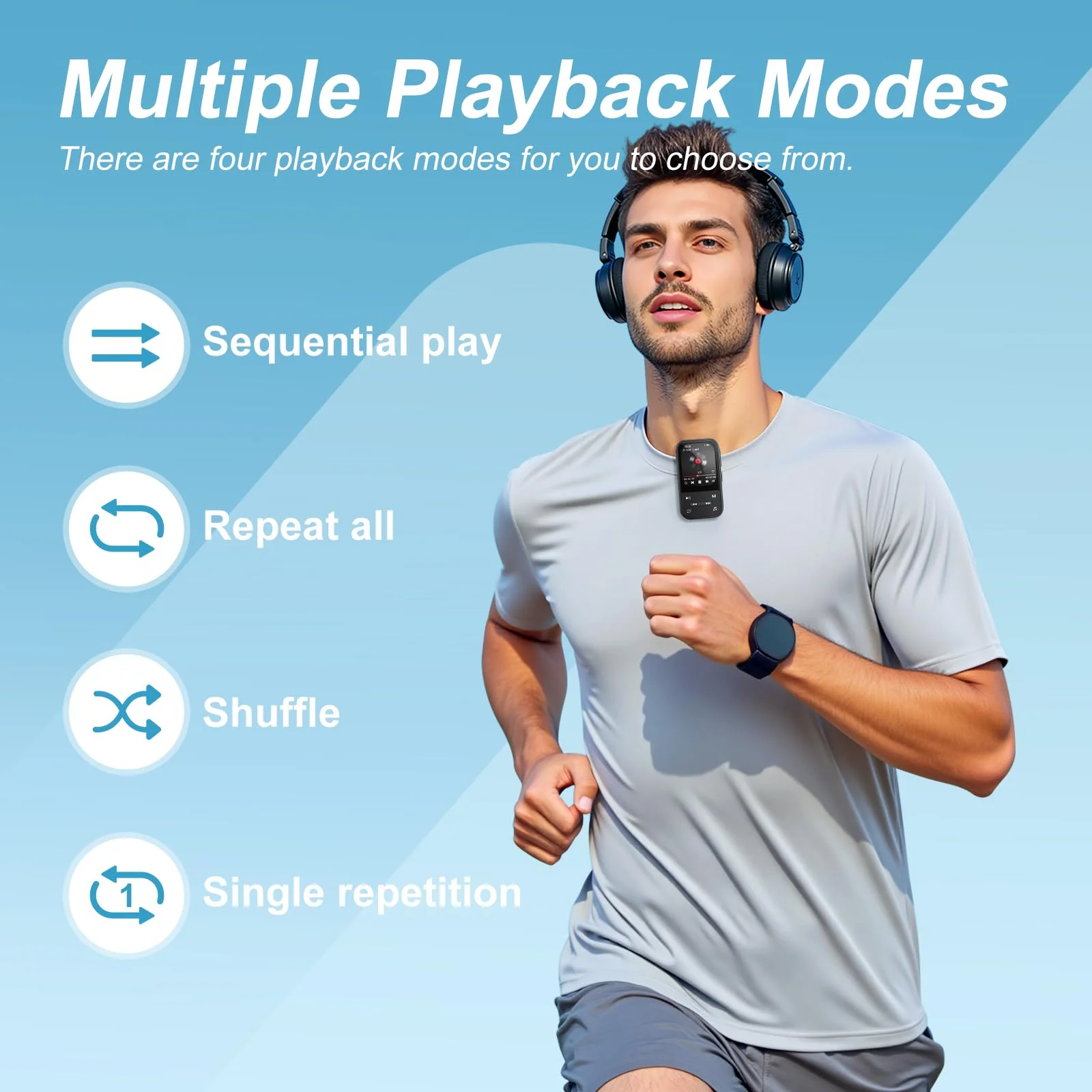 MP3 Player with Clip, Bluetooth 5.3 Music Player, HiFi Sound Digital Music, FM Radio, Voice Recorder, Portable MP3 Music Player with Earphones clip-black - Image 5