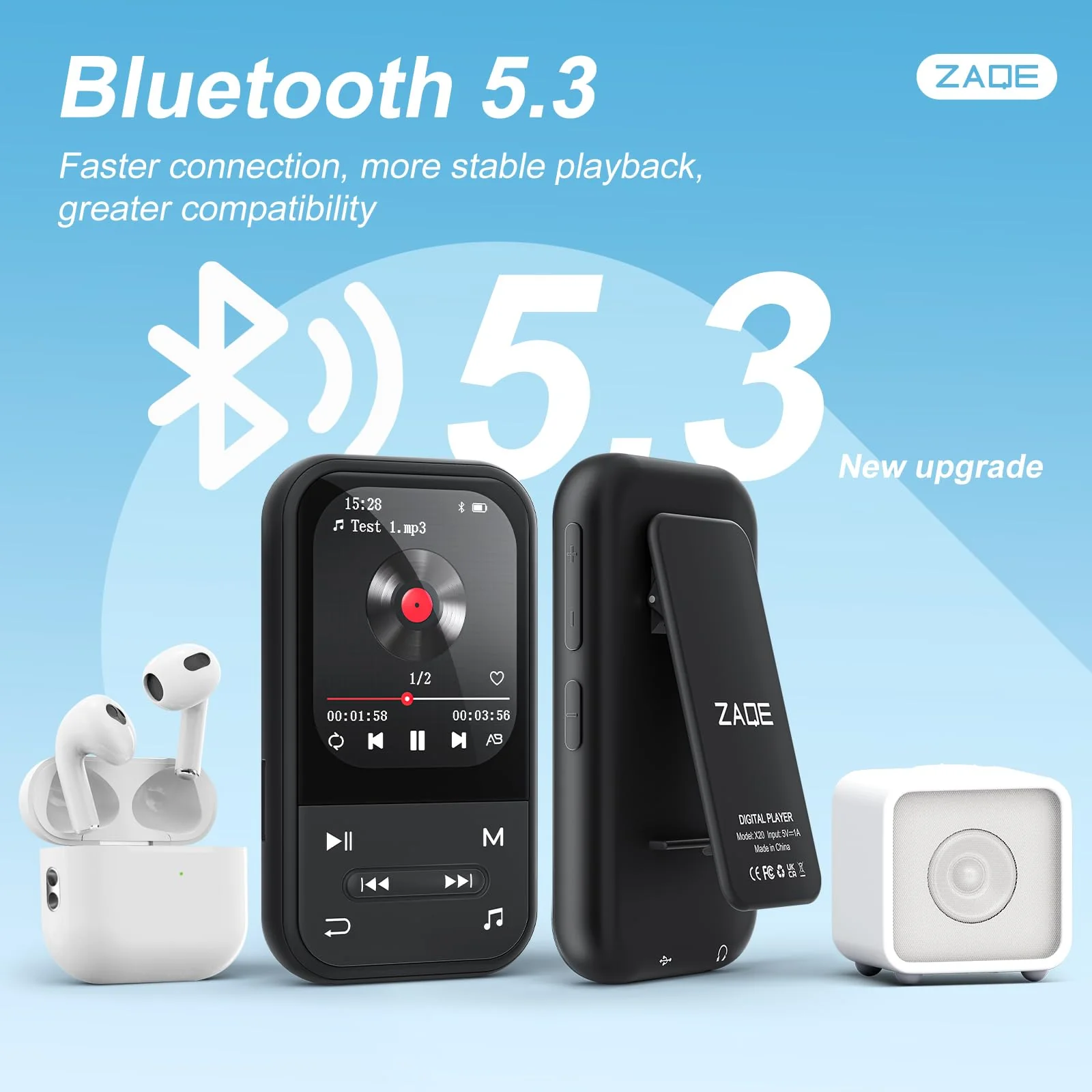 MP3 Player with Clip, Bluetooth 5.3 Music Player, HiFi Sound Digital Music, FM Radio, Voice Recorder, Portable MP3 Music Player with Earphones clip-black - Image 7