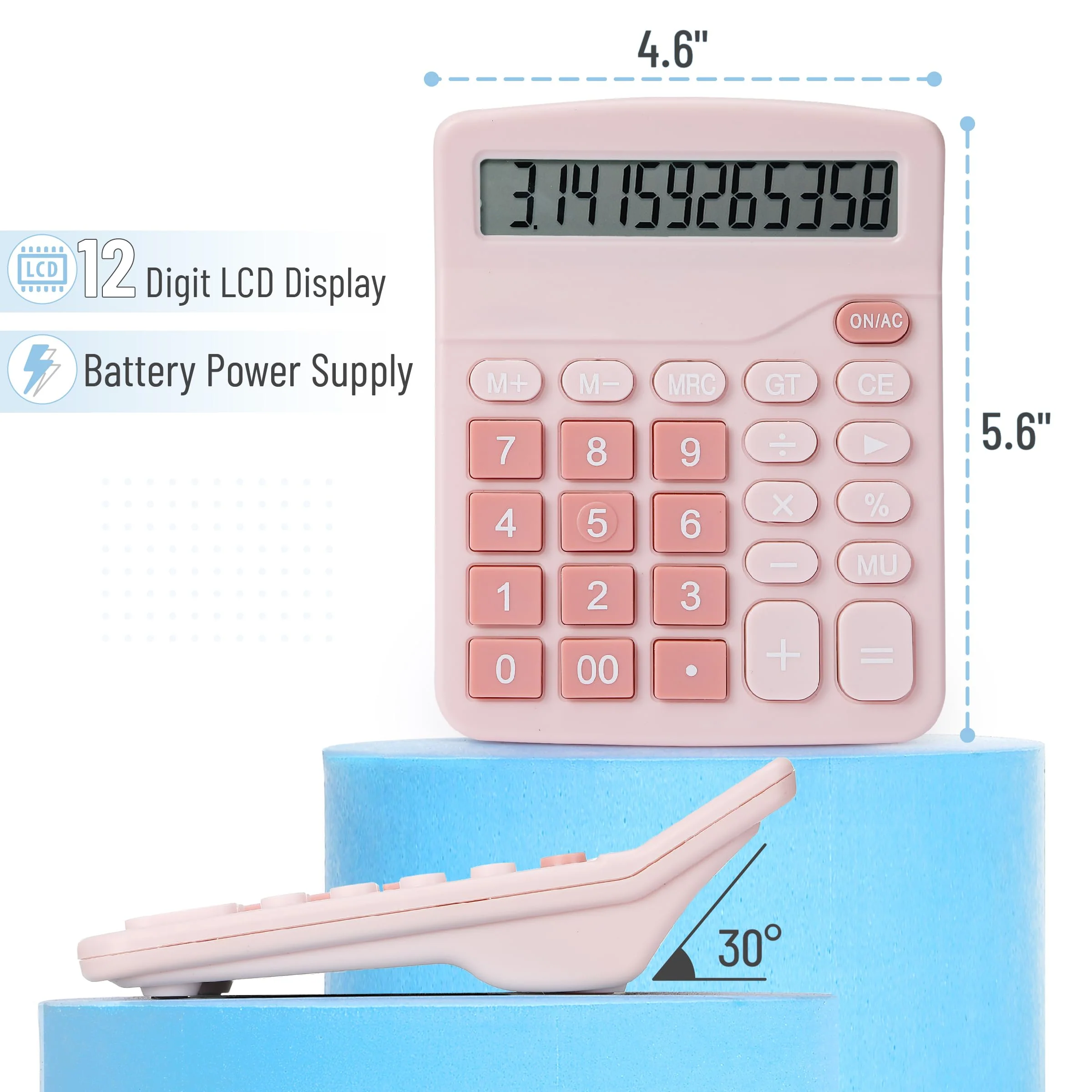 Mr. Pen- Calculator, Pink, Calculators Large Display, Standard Function Calculator, 12-Digit, Calculators Desktop, Office Calculator, Desktop Calculator, Desk Calculator Large Display, Pink Calculator - Image 2