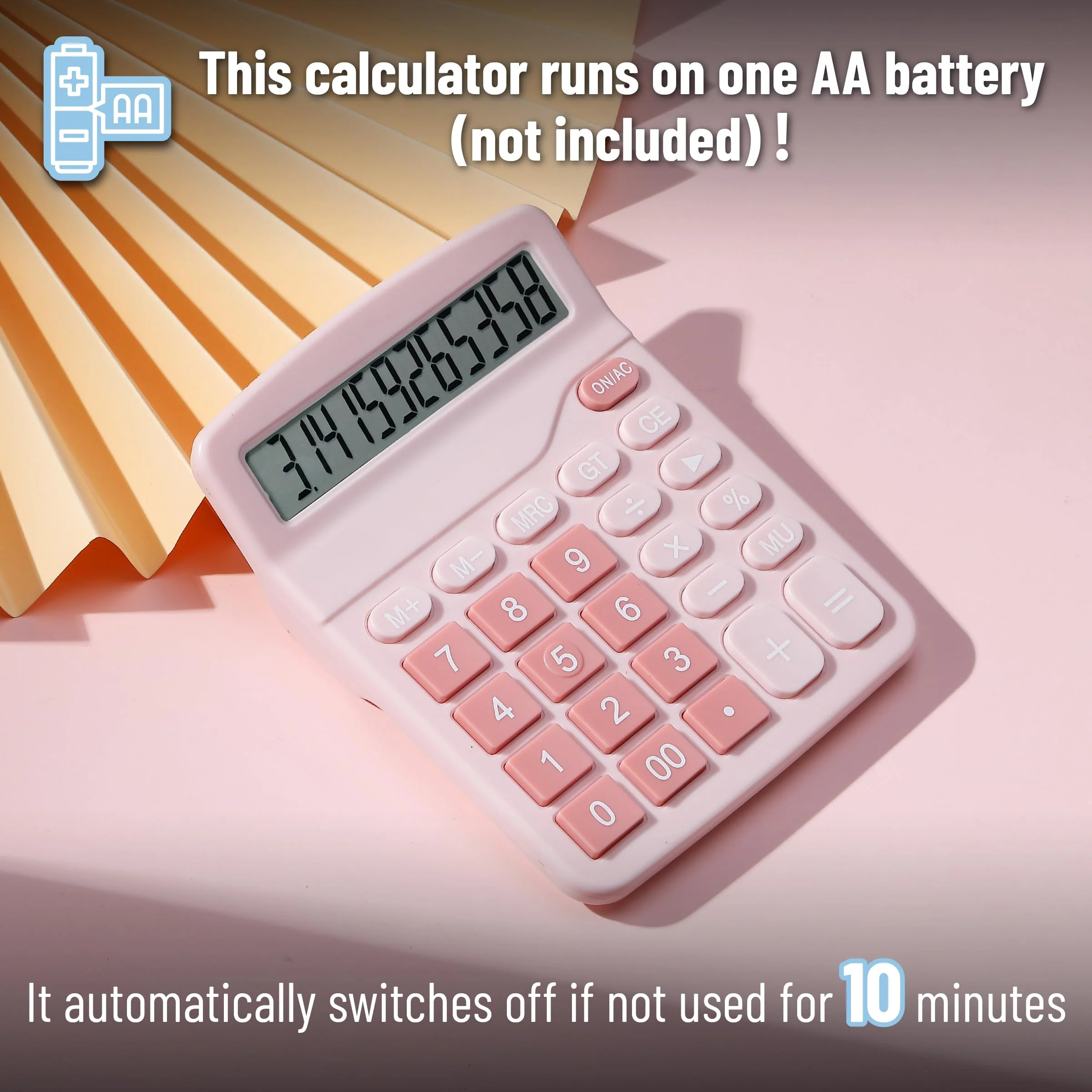 Mr. Pen- Calculator, Pink, Calculators Large Display, Standard Function Calculator, 12-Digit, Calculators Desktop, Office Calculator, Desktop Calculator, Desk Calculator Large Display, Pink Calculator - Image 3