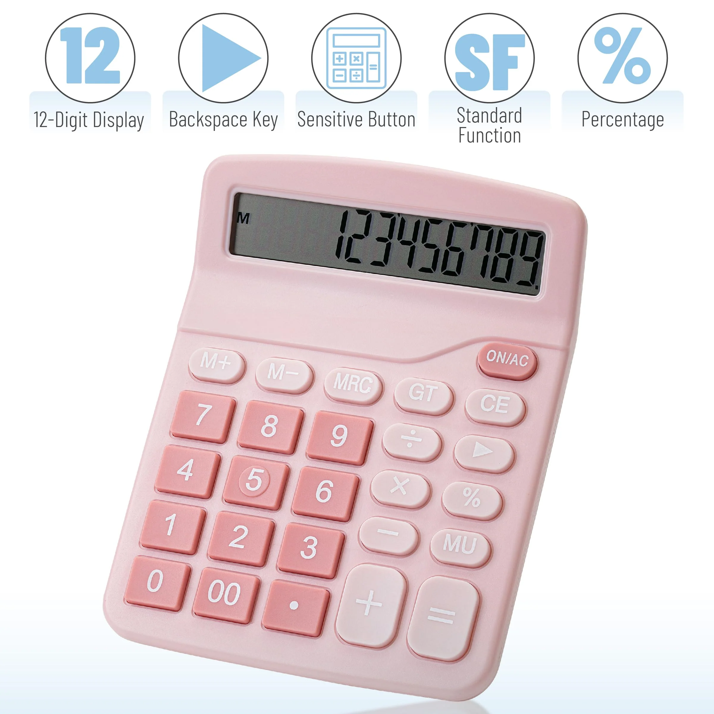Mr. Pen- Calculator, Pink, Calculators Large Display, Standard Function Calculator, 12-Digit, Calculators Desktop, Office Calculator, Desktop Calculator, Desk Calculator Large Display, Pink Calculator - Image 5
