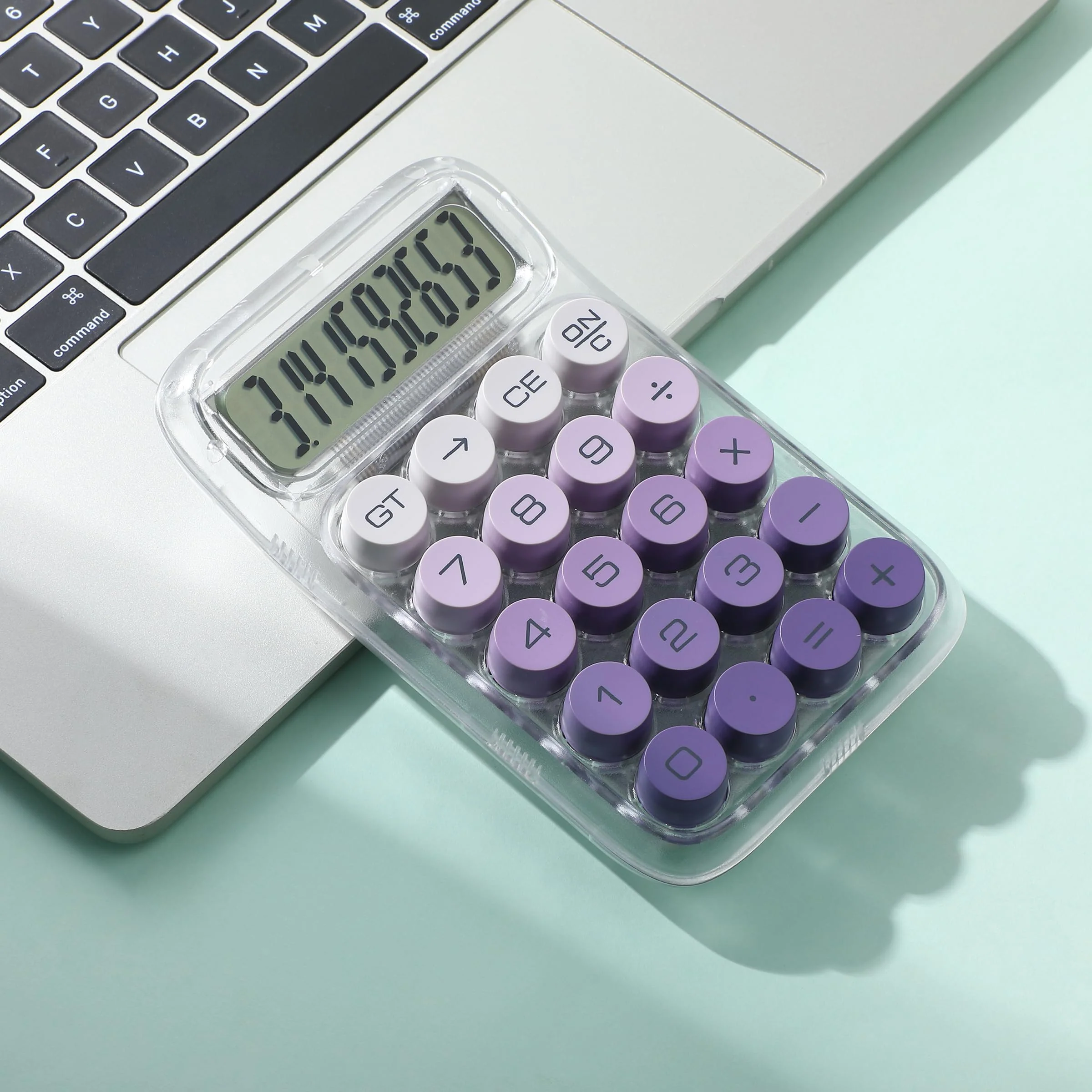 Mr. Pen- Mechanical Switch Calculator, 10 Digits, Purple Calculator, Transparent Body, Large LCD Display, Big Buttons Mechanical Calculator Desktop Calculator, Cute Calculator, Aesthetic Calculator - Image 7