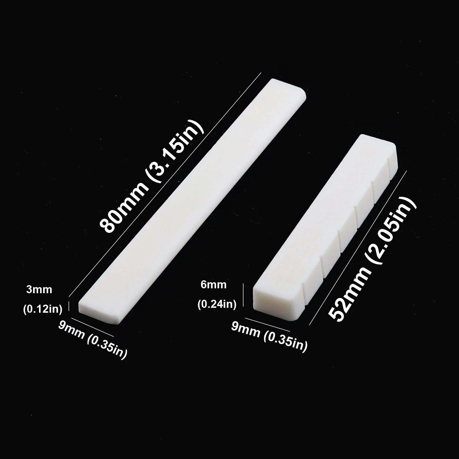 Mr.Power 6 String Guitar Bone Bridge Saddle and Nut Made of Real Bone (For classic) For Classic - Image 2