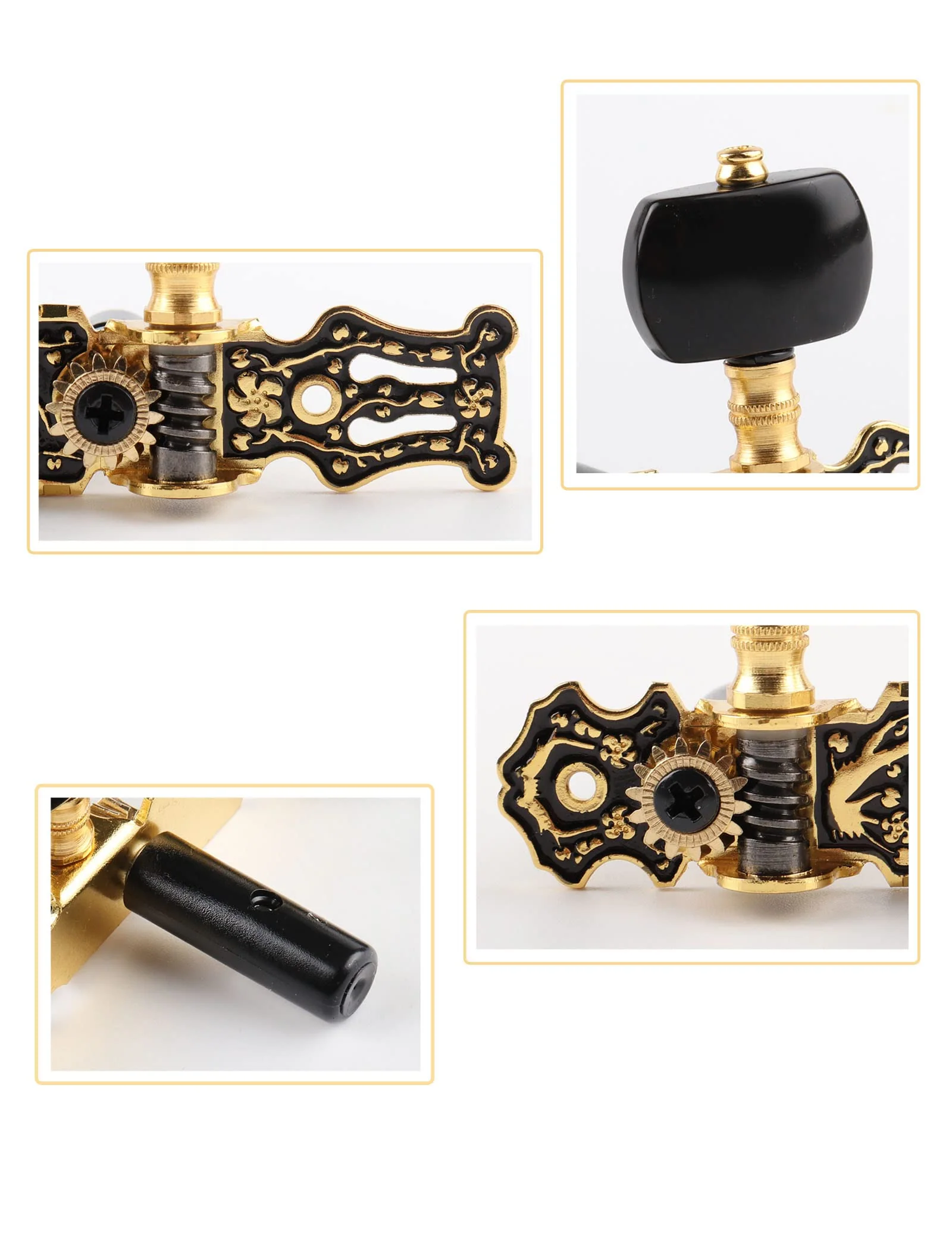 Mr.Power Guitar Tuners Machine Heads 3+3 Set Tuning Keys String Pegs Only for Classical Guitar (Long Black, Black Button) Long Black - Image 3