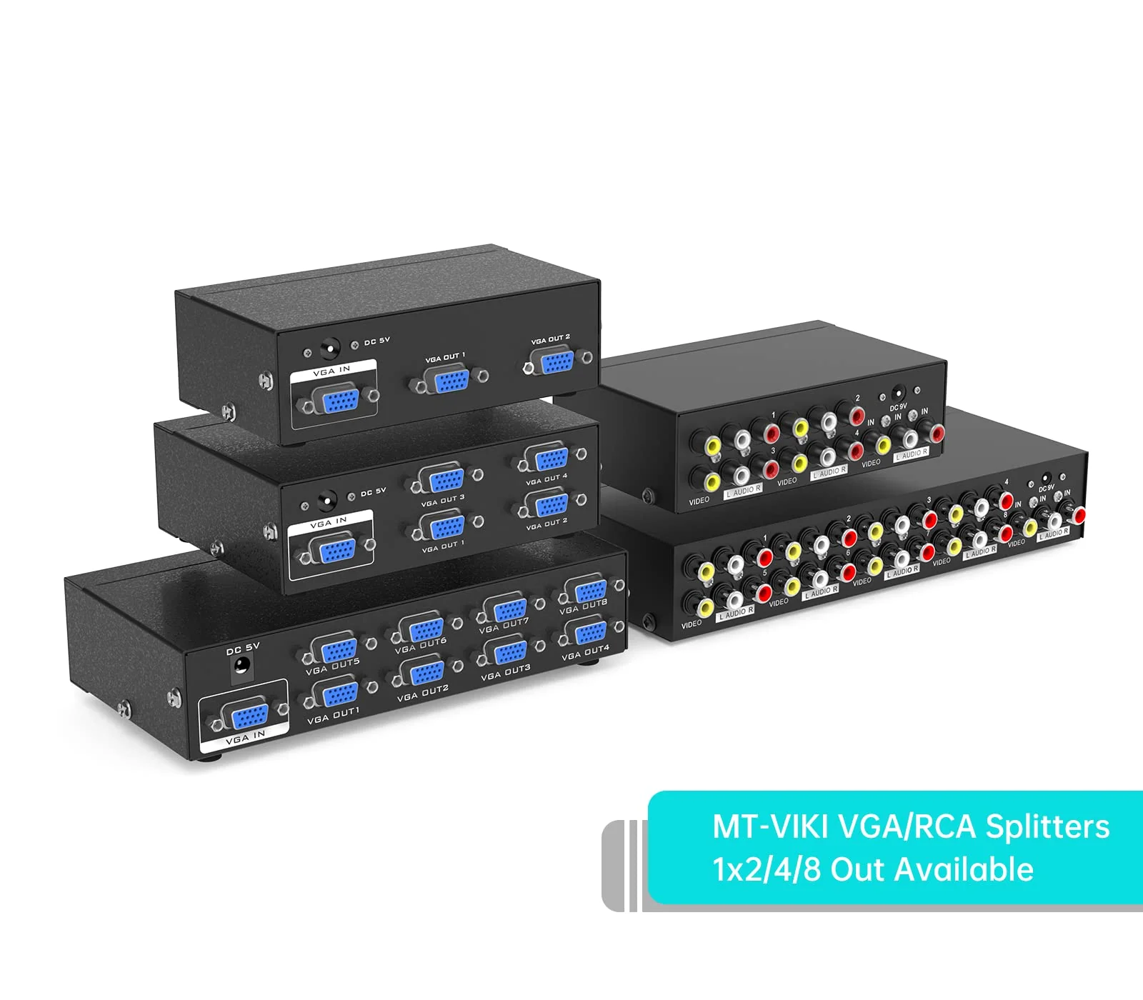 MT-VIKI 8 Way 3 RCA Splitter Composite Video Audio Distribution (1 in 8 Out) 1 in 8 out - Image 2