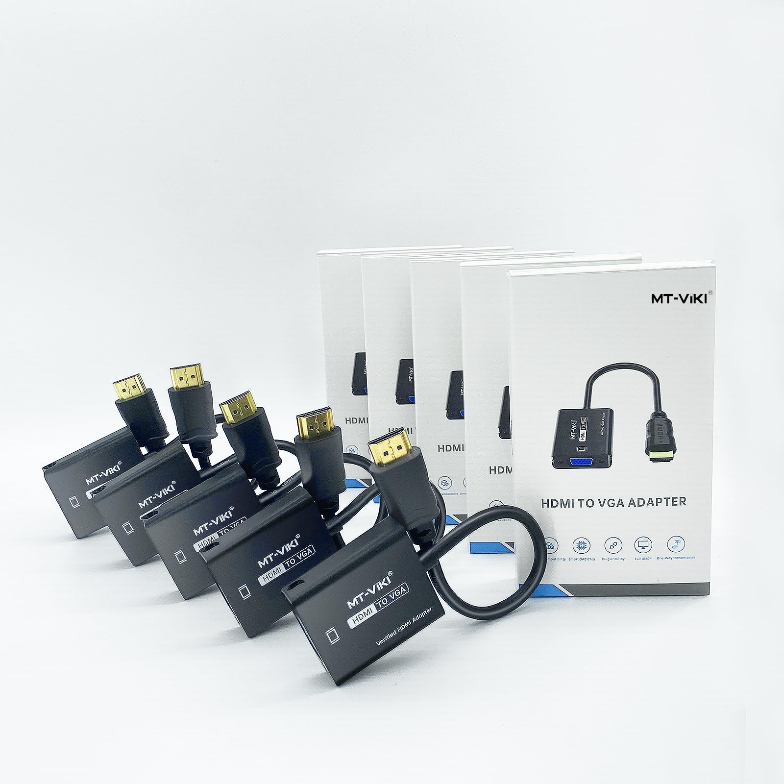 MT-VIKI HDMI to VGA Adapter, Gold-Plated HDMI Converter Male to Female, Compatible for Computer, Desktop, Laptop, Monitor, Projector, HDTV, Chromebook, Raspberry Pi, Roku, Xbox (5 Pack) 5 Pack - Image 2
