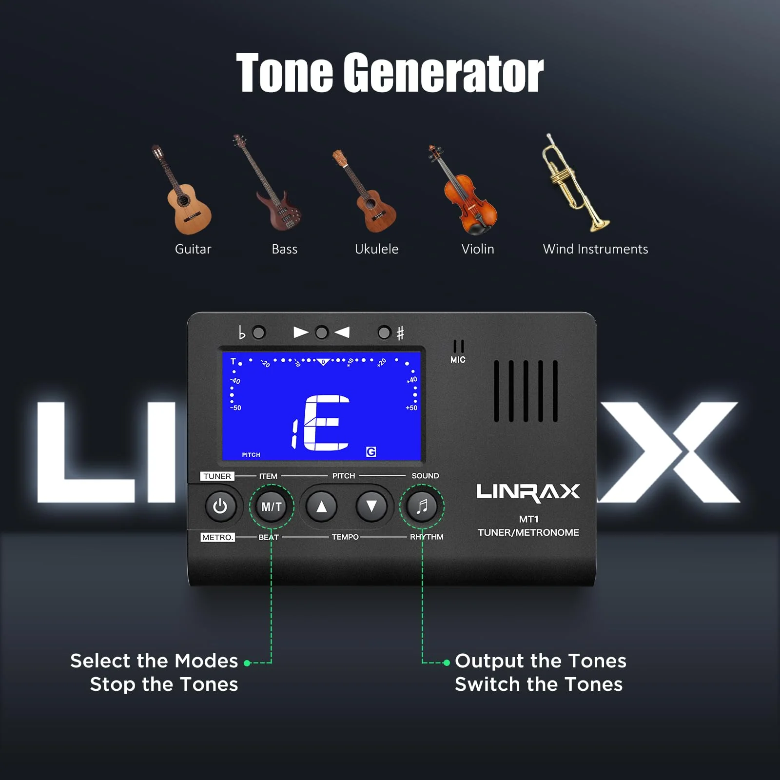 MT1 Metronome Tuner, 3 in 1 Digital Metronome Tuner Tone Generator for Guitar Bass Ukulele Violin Saxophone Trumpet Clarinet Flute, Precise Tempo and Beat, Chromatic Tuner for All Instruments MT1 - Image 5