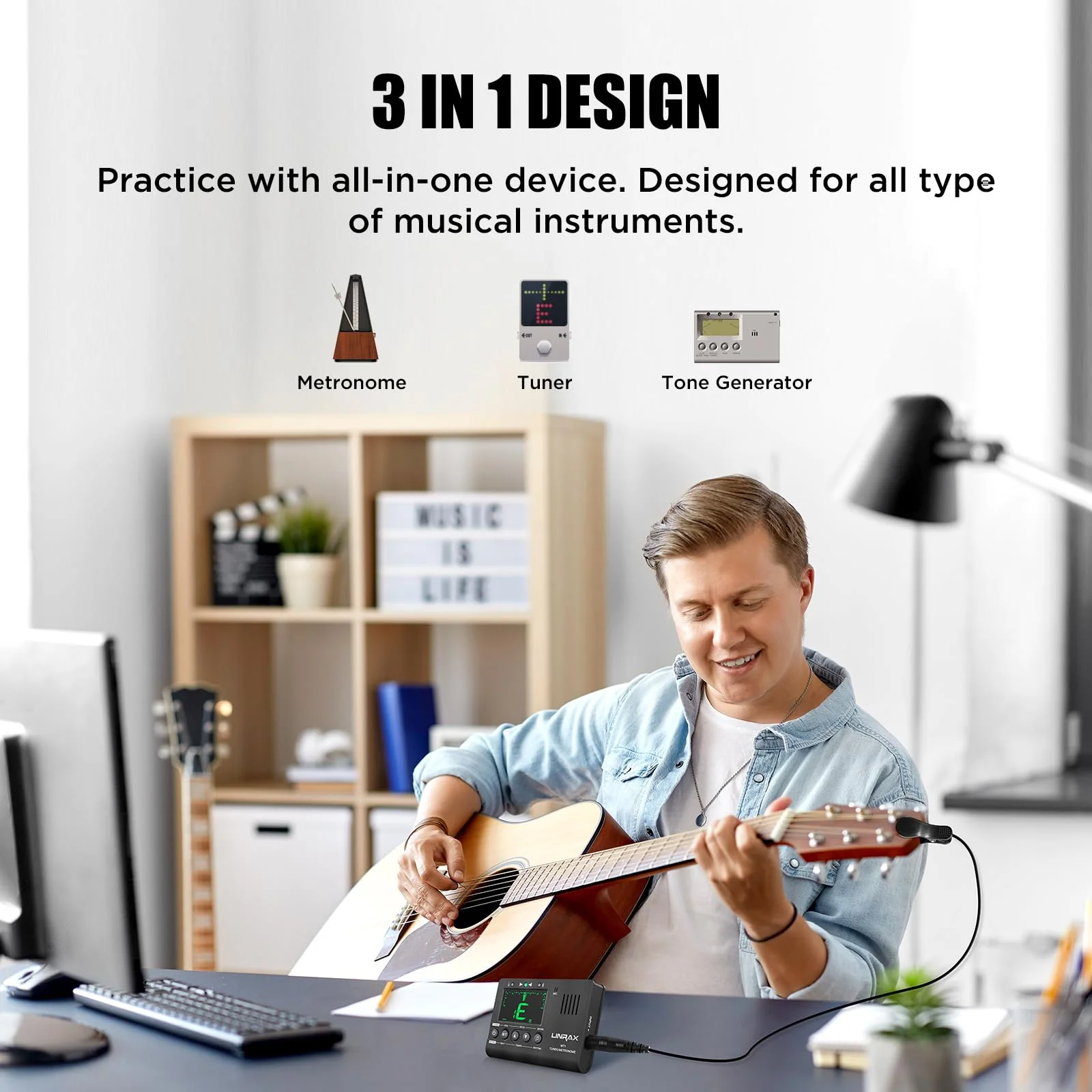 MT1 Metronome Tuner, 3 in 1 Digital Metronome Tuner Tone Generator for Guitar Bass Ukulele Violin Saxophone Trumpet Clarinet Flute, Precise Tempo and Beat, Chromatic Tuner for All Instruments MT1 - Image 7