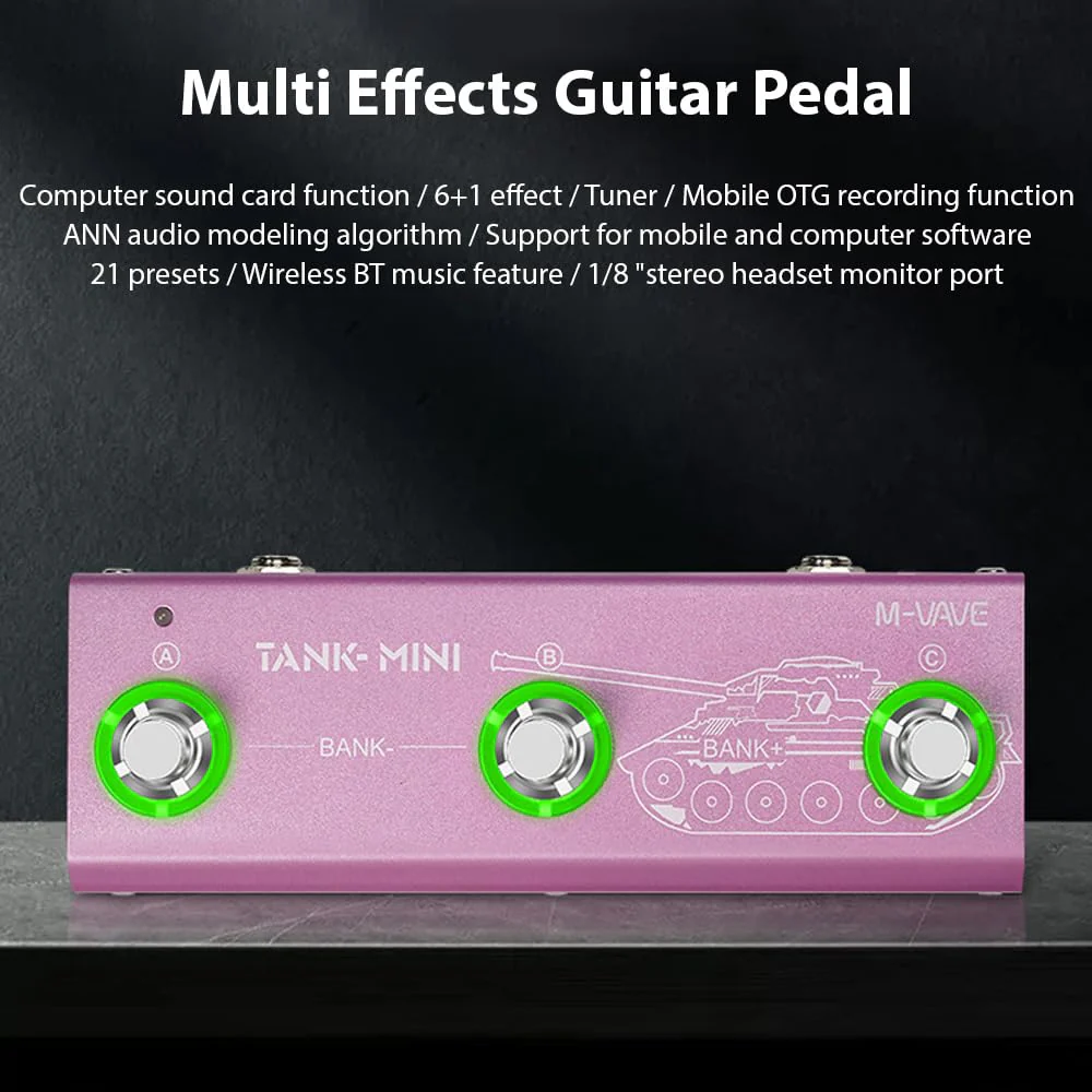Multi Effects Guitar Pedal 21 Built-in Presets Comprehensive Effect Modules BT Accompaniment True Bypass Noise Reduction/Boost/Compression Effect Portable Electric Guitar Effect Pedal - Image 5