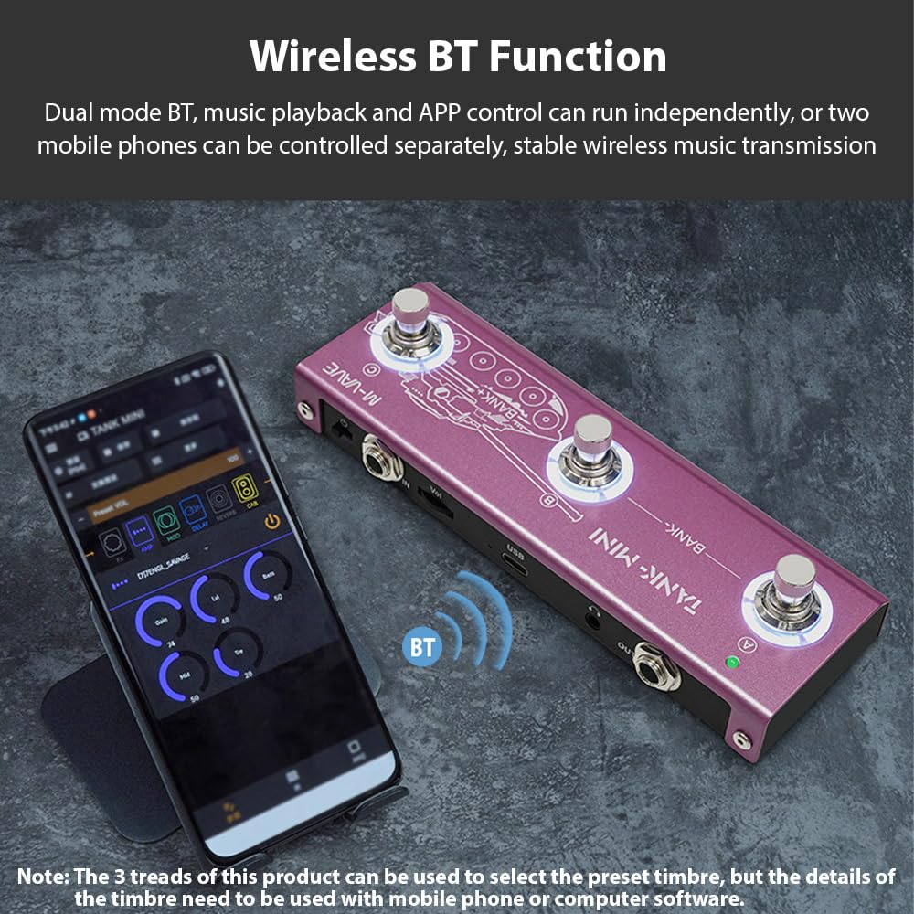 Multi Effects Guitar Pedal 21 Built-in Presets Comprehensive Effect Modules BT Accompaniment True Bypass Noise Reduction/Boost/Compression Effect Portable Electric Guitar Effect Pedal - Image 6