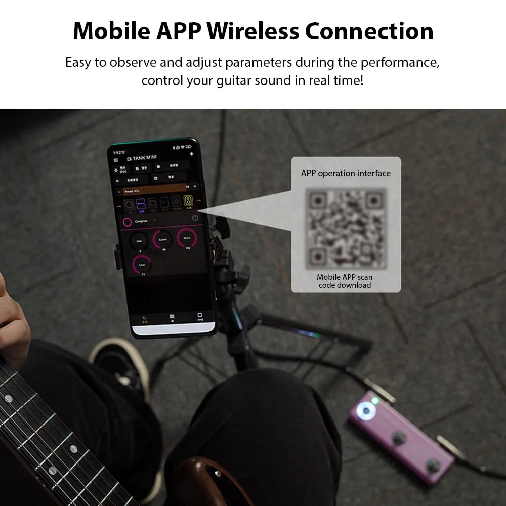 Multi Effects Guitar Pedal 21 Built-in Presets Comprehensive Effect Modules BT Accompaniment True Bypass Noise Reduction/Boost/Compression Effect Portable Electric Guitar Effect Pedal - Image 9