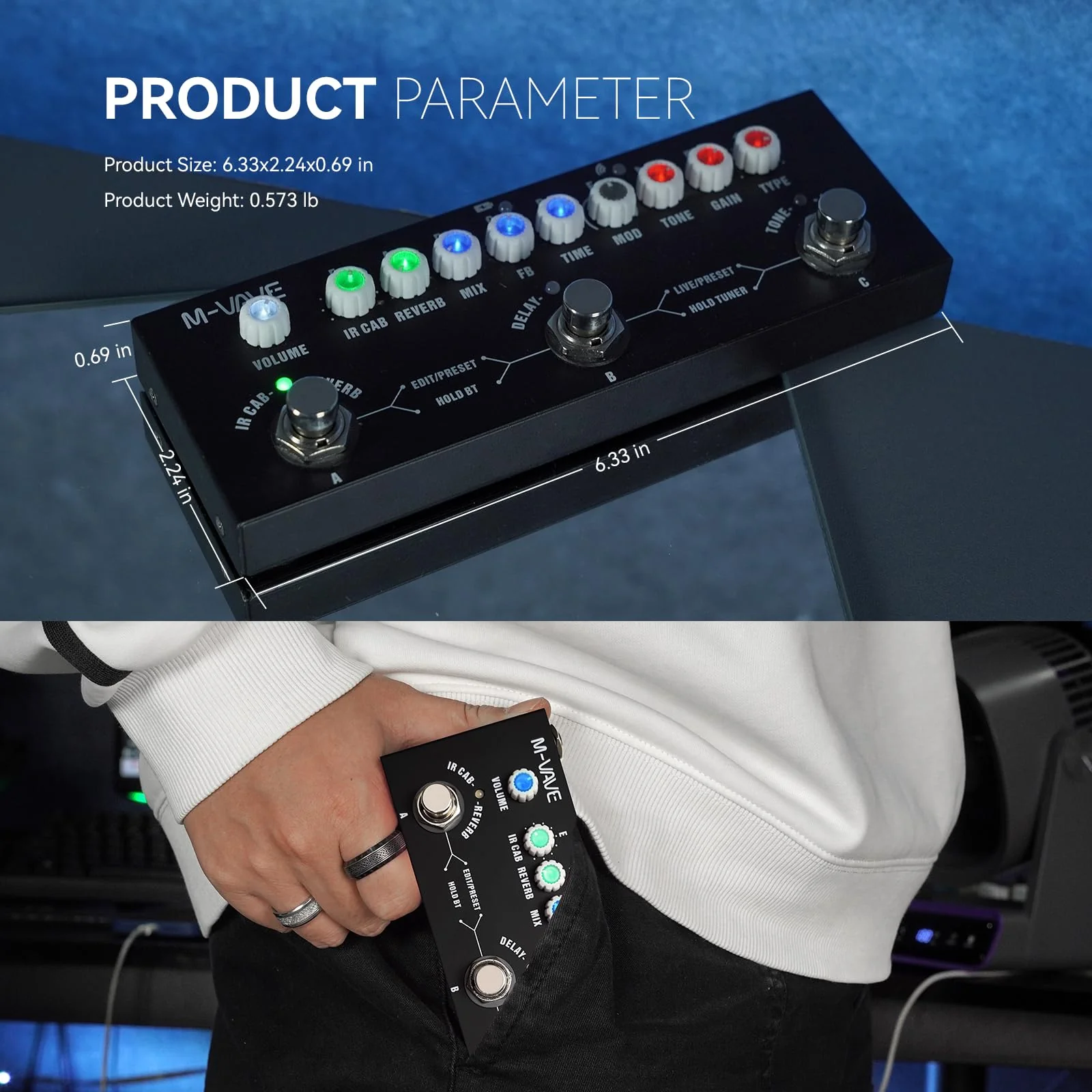 Multi Effects Guitar Pedal, Reverb Guitar Pedal, Delay, Chorus, Phaser, with IR Loading 9 AMP Models, CUBE-BABY Reverb Effect Pedal, Support Recording, Bluetooth 5.0 - Image 7