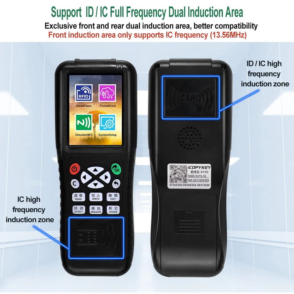 Multi Frequencies RFID Reader Writer Duplicator, RFID Smart Card Programmer, Access Control Card Decoder, with Writable Key Fobs Cards, Free Software, Only Work for Access Control Cards - Image 3