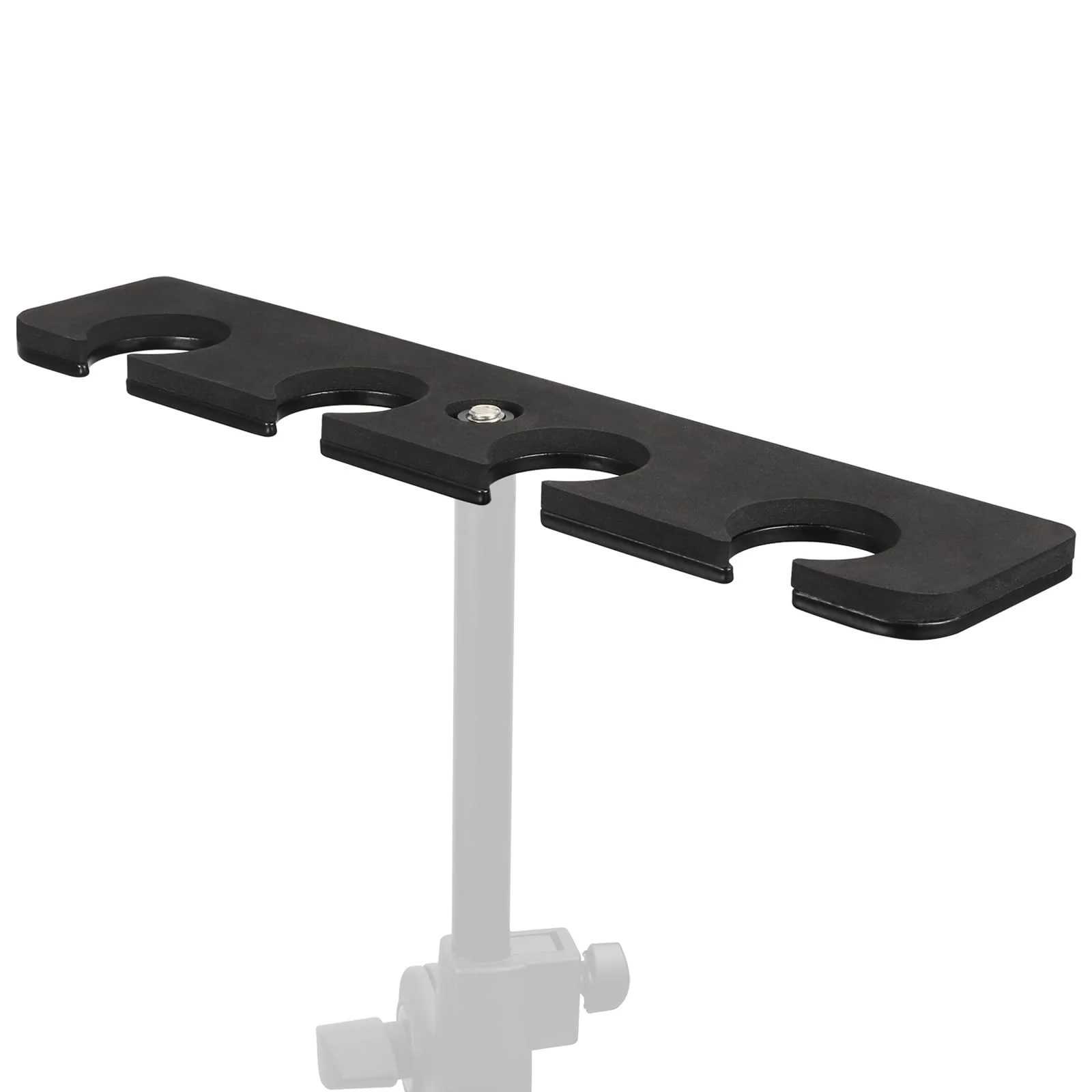 Multi Mic Holder for Mic Stand, Multiple Microphone Organizer and Display for Wired and Wireless Mics, Hold Up to 4 Microphones, Aluminum, Black