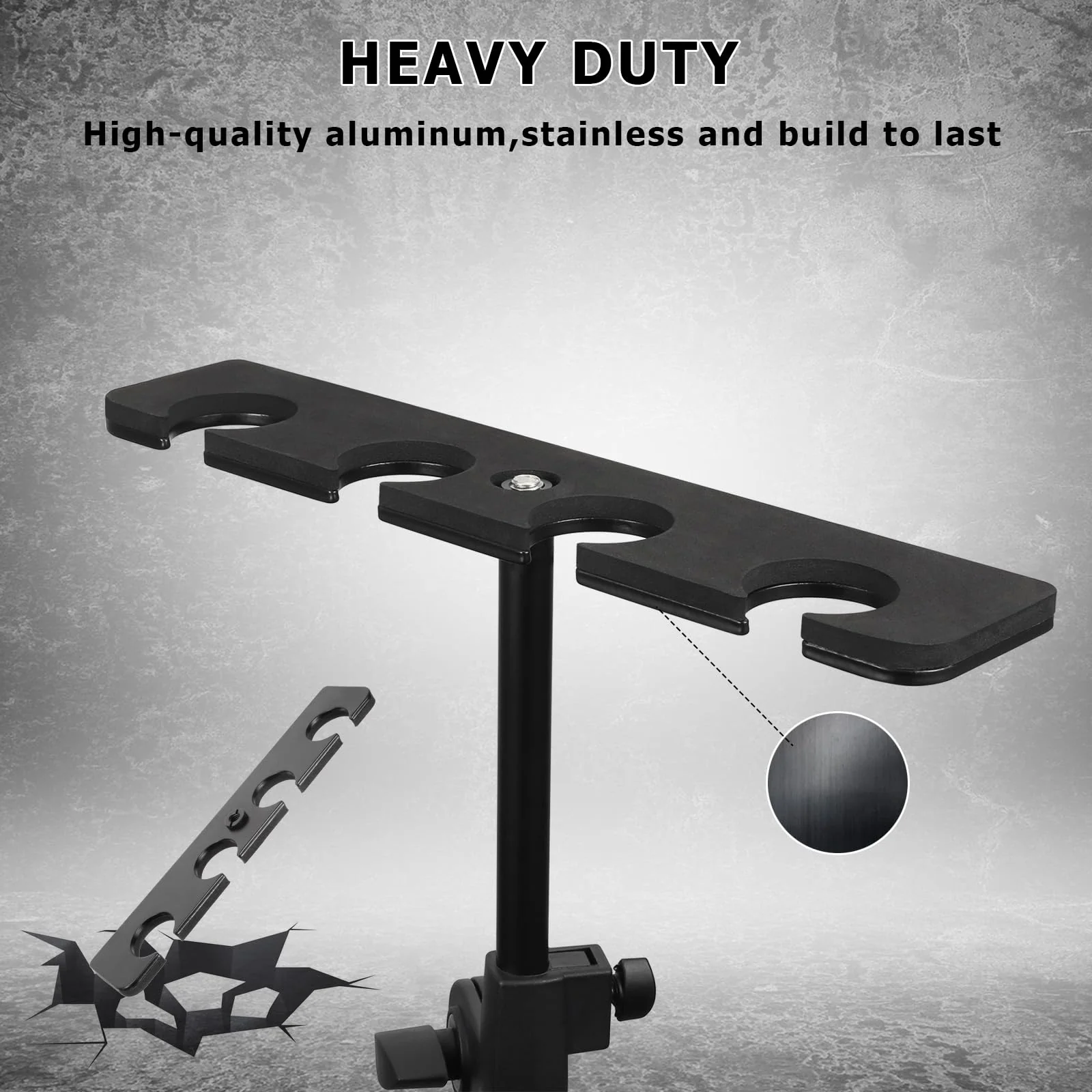 Multi Mic Holder for Mic Stand, Multiple Microphone Organizer and Display for Wired and Wireless Mics, Hold Up to 4 Microphones, Aluminum, Black - Image 6