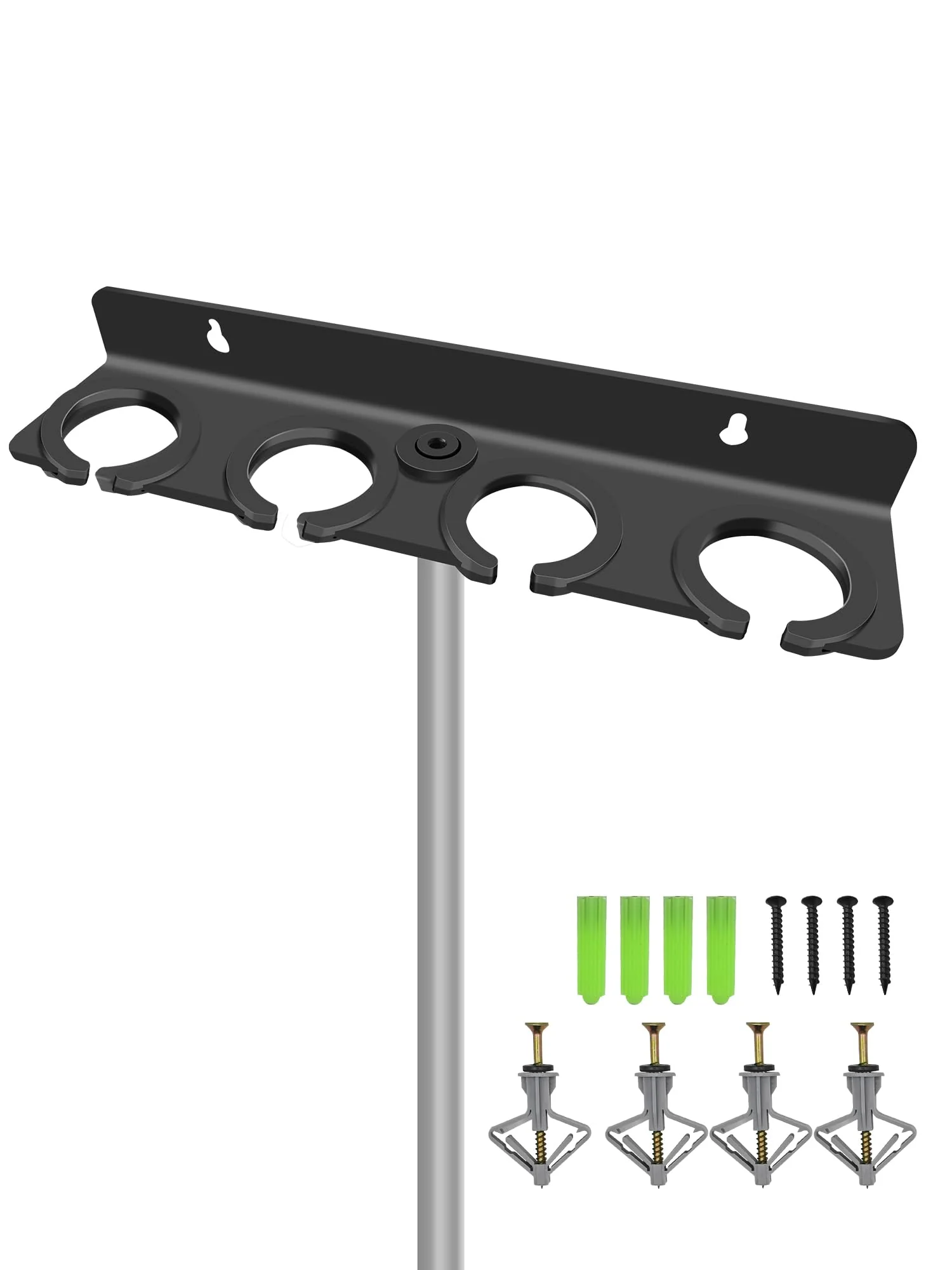 Multi Microphone Holder (Aluminum) for Handheld Dynamic, Wired and Wireless Mics, Multiple Mic Organizer for Mic Stand, Rubber Padding/Wall Mounted or Mounted to 5/8"-27 or 3/8"-16 Threaded Stands Up to 4 Mics - Image 8