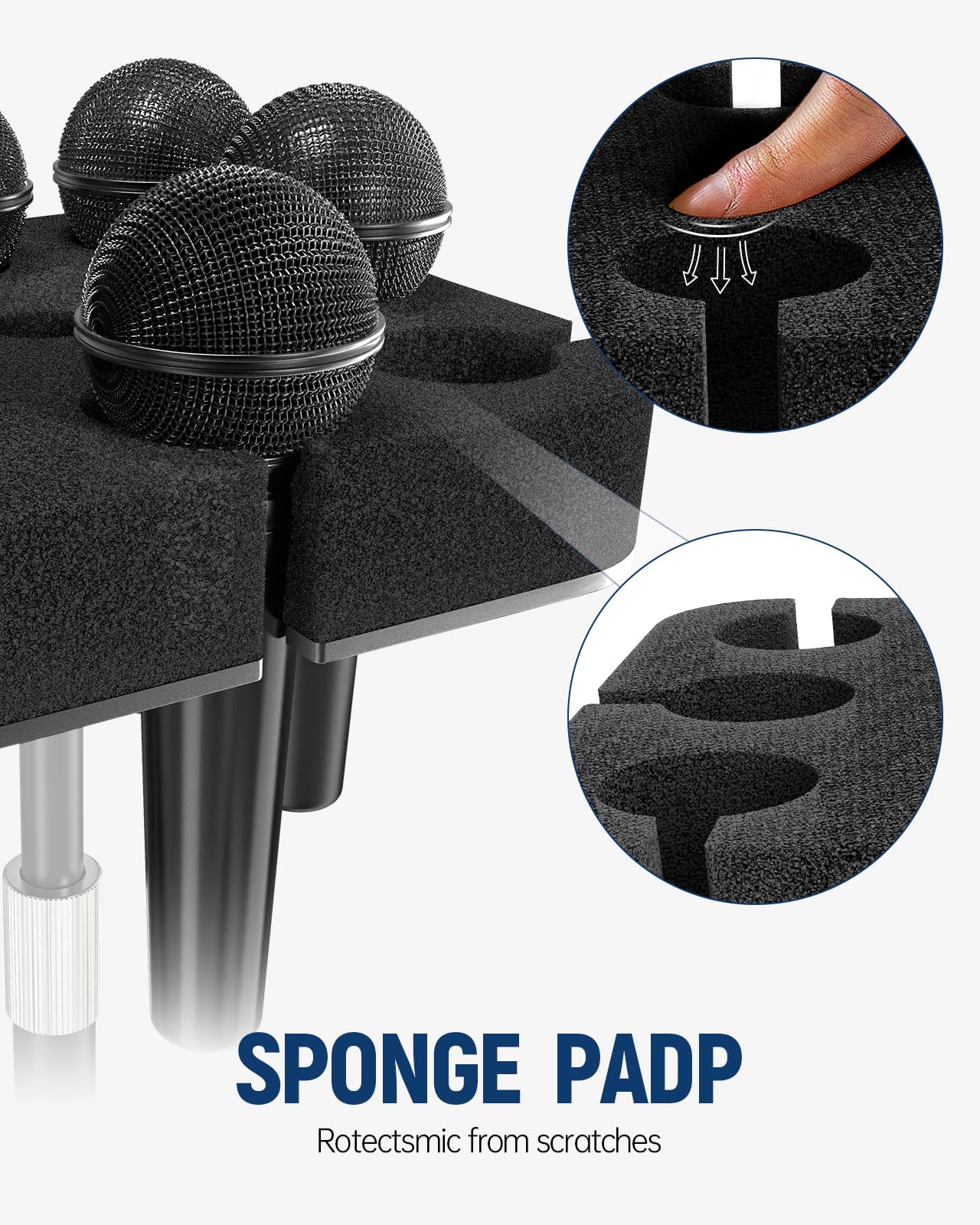 Multi Microphone Holder[Thickened aluminum/Customized] for Mic Stand holds up to 8 mics Multiple Mic Holder for Organizer & Display for and Wireless Mics Mounts to 5/8"-27 or 3/8"-16 Threaded Stands - Image 2